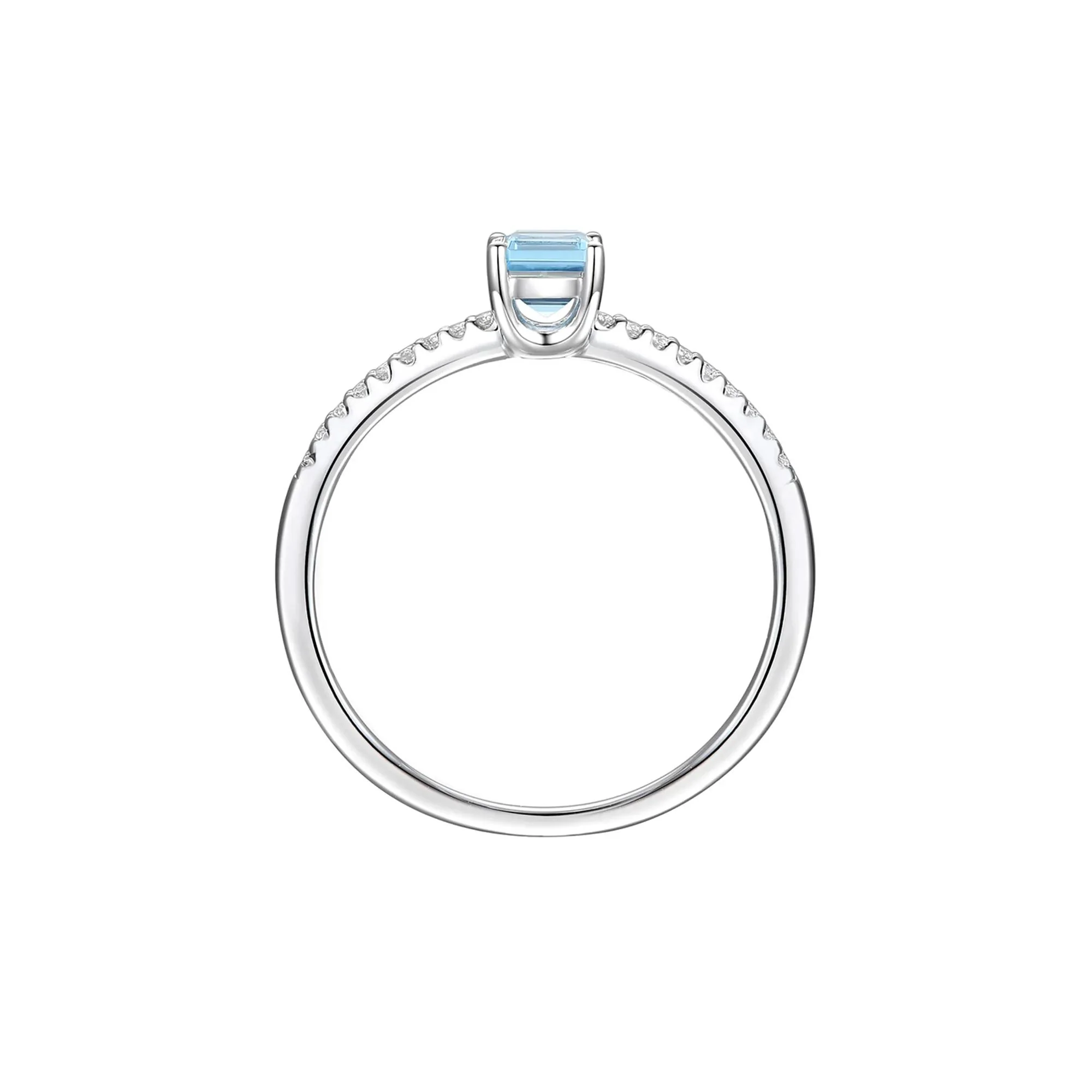 Blue Topaz and Lab Created White Sapphire Ring .925 Sterling Silver Size 6.5 1mm - Image 2