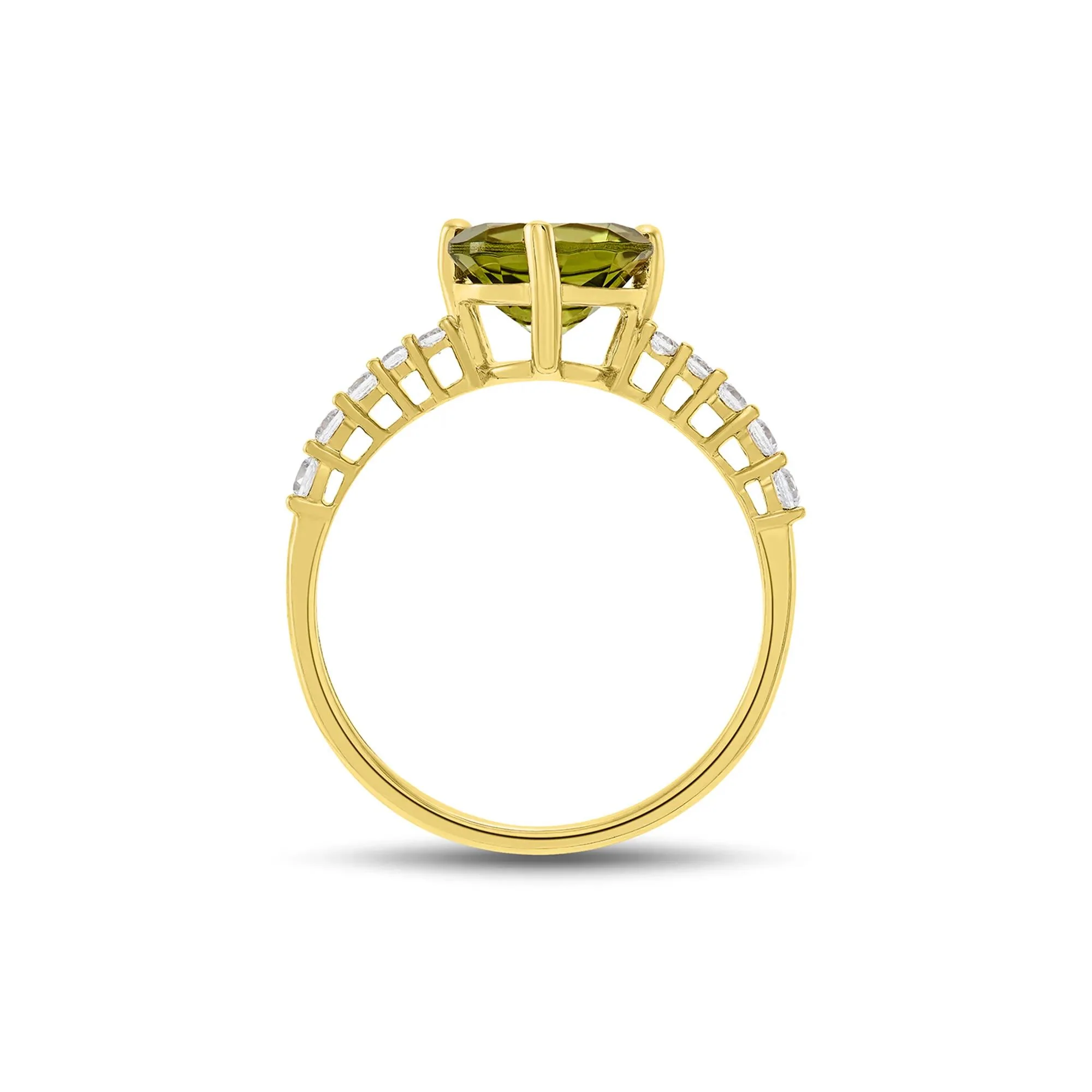1/7 CT. Tw. Round Peridot & Diamond Ring 10K Yellow Gold Size 7.5 1mm - Image 2