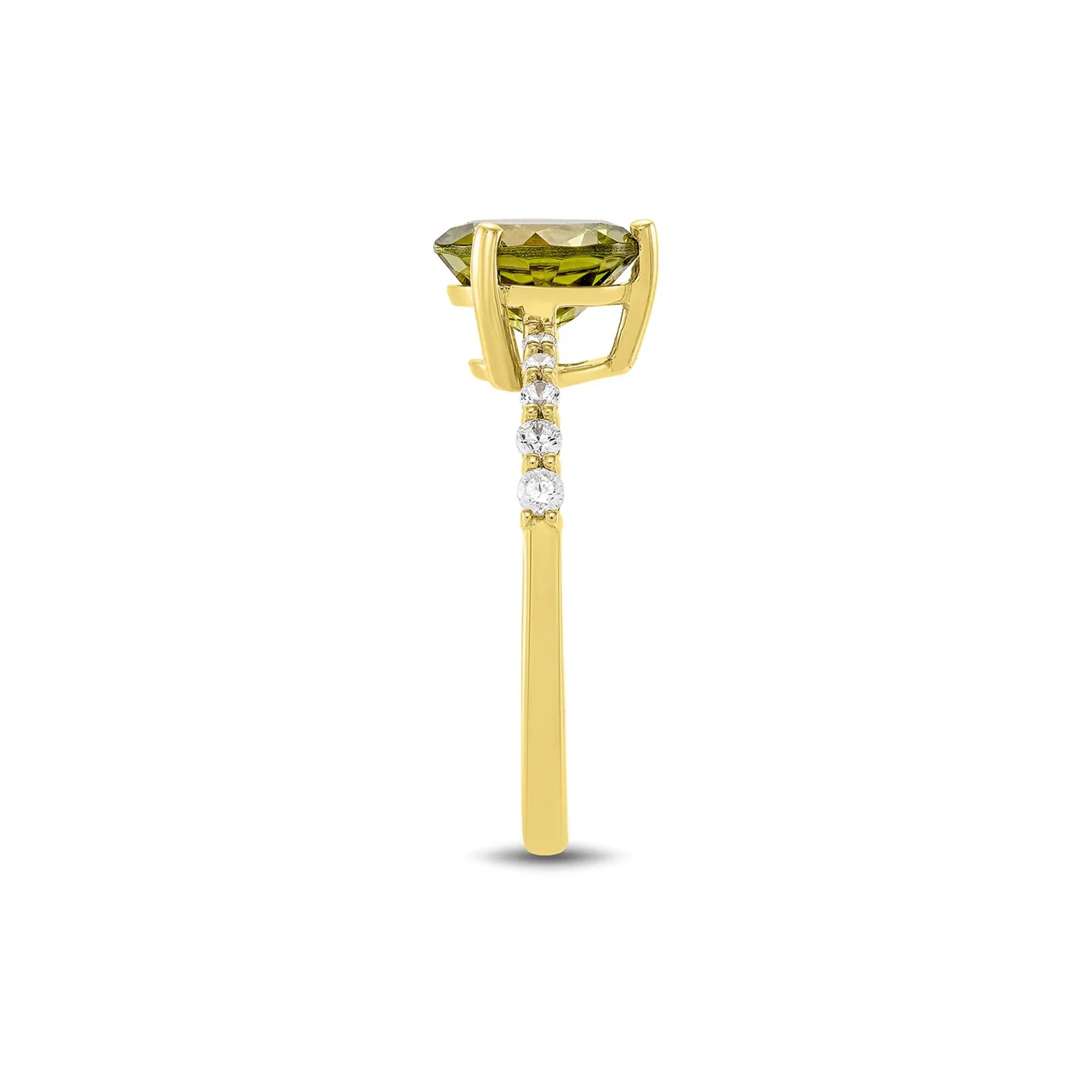 1/7 CT. Tw. Round Peridot & Diamond Ring 10K Yellow Gold Size 8.5 1mm - Image 3