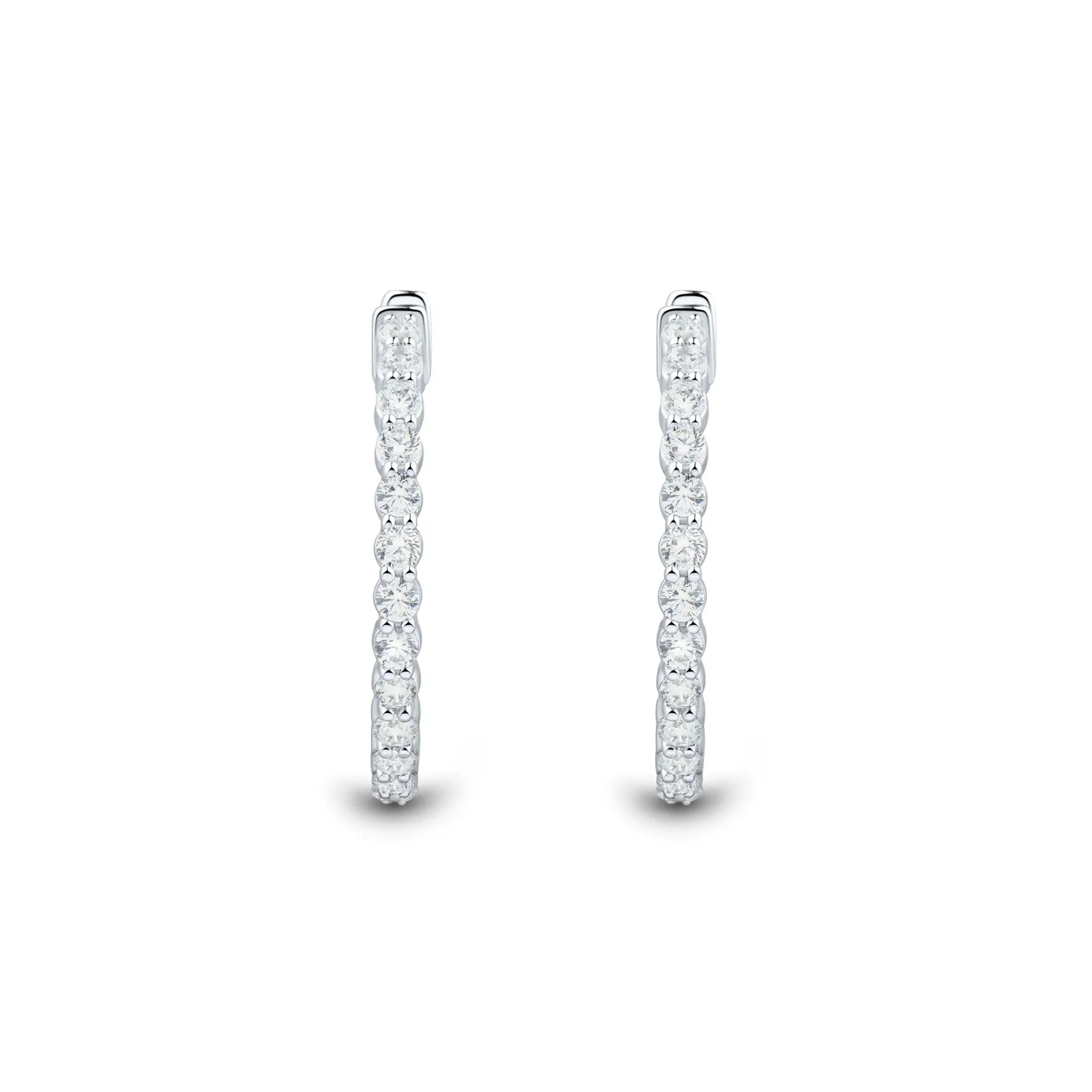 2 CT. Tw. Lab Grown Diamond Inside-Out Hoop Earrings 10K White Gold Size 26.00mm - Image 2