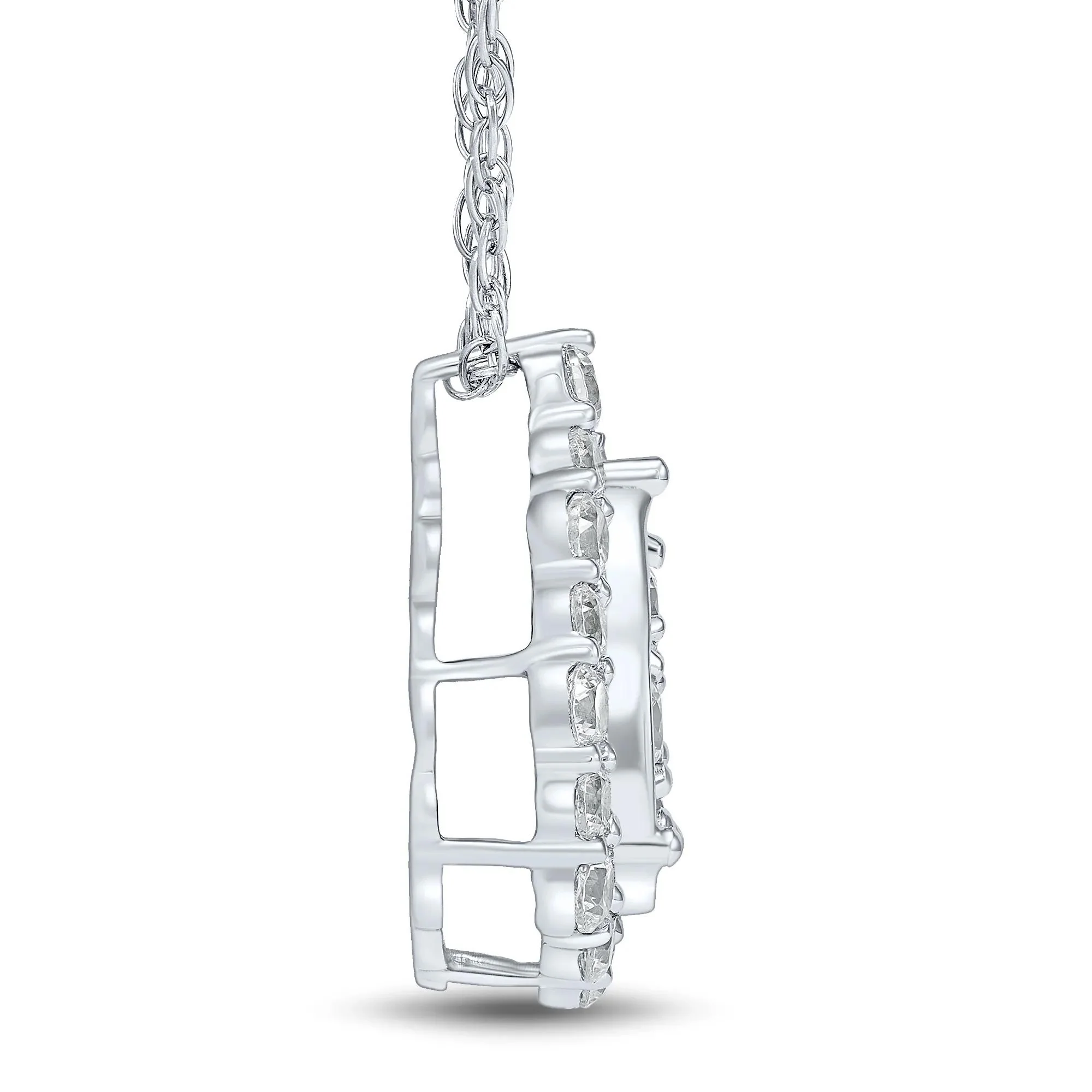 1/2 CT. Tw. Lab Grown Diamond Pear-Shaped Cluster Pendant Necklace 10K White Gold Size 18" - Image 2