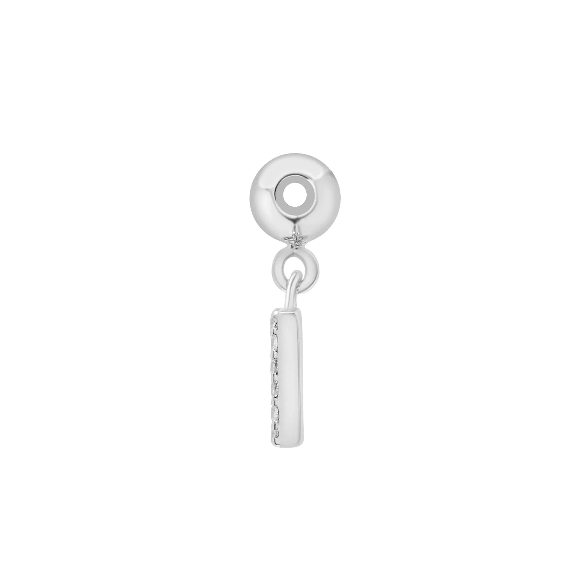 Diamond Accent E Initial Bead Charm .925 Sterling Silver White Size 12.50mm - Image 6