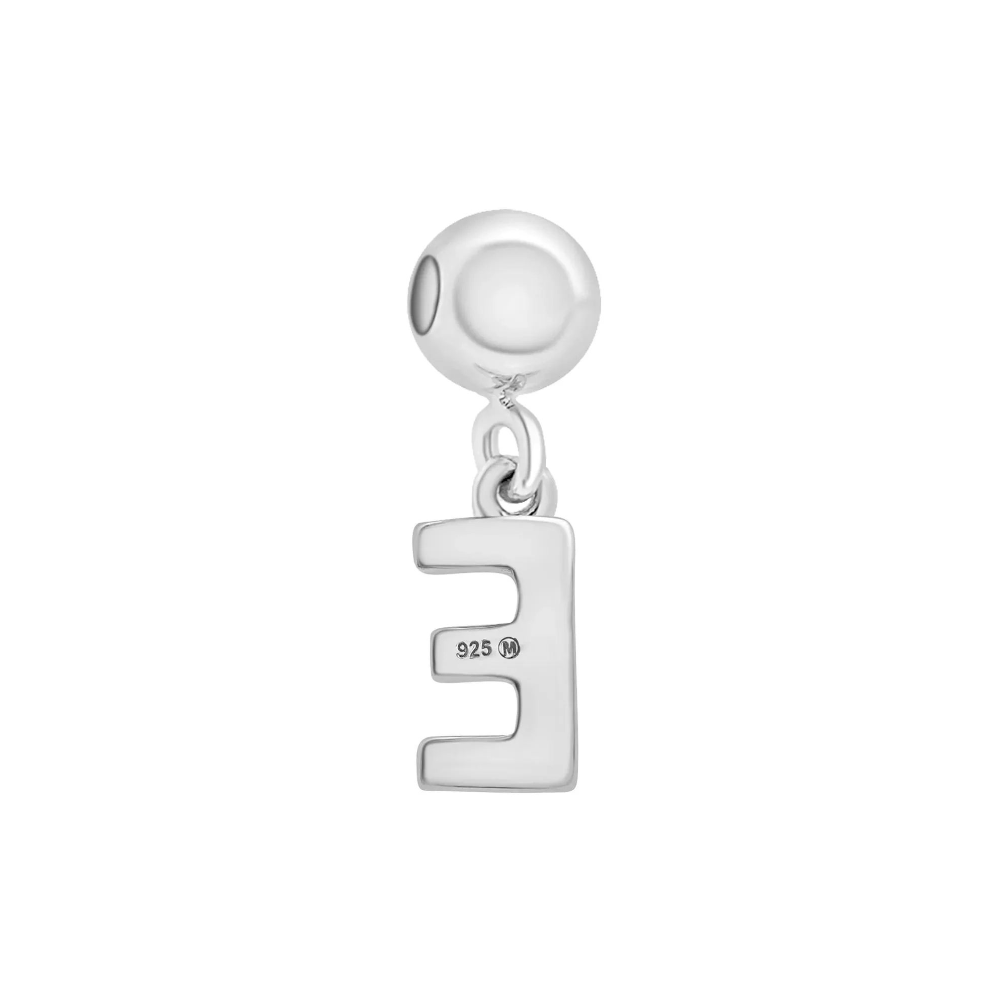 Diamond Accent E Initial Bead Charm .925 Sterling Silver White Size 12.50mm - Image 7