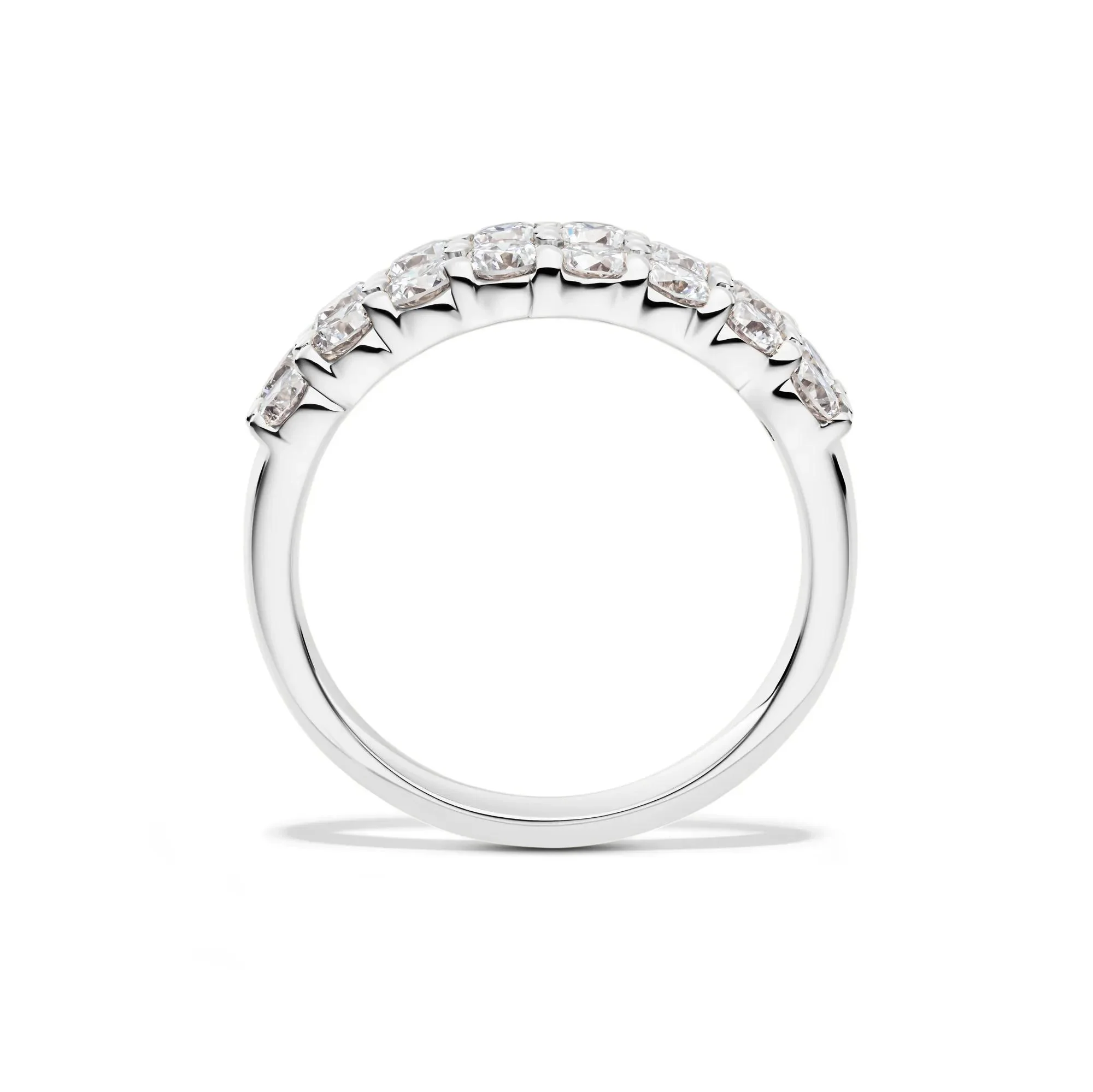 Lab Grown Diamond Double Row Anniversary Band Ring 10K White Gold (1 ½ CT. Tw.) Round Brilliant Cut Size 8 2mm - Image 2