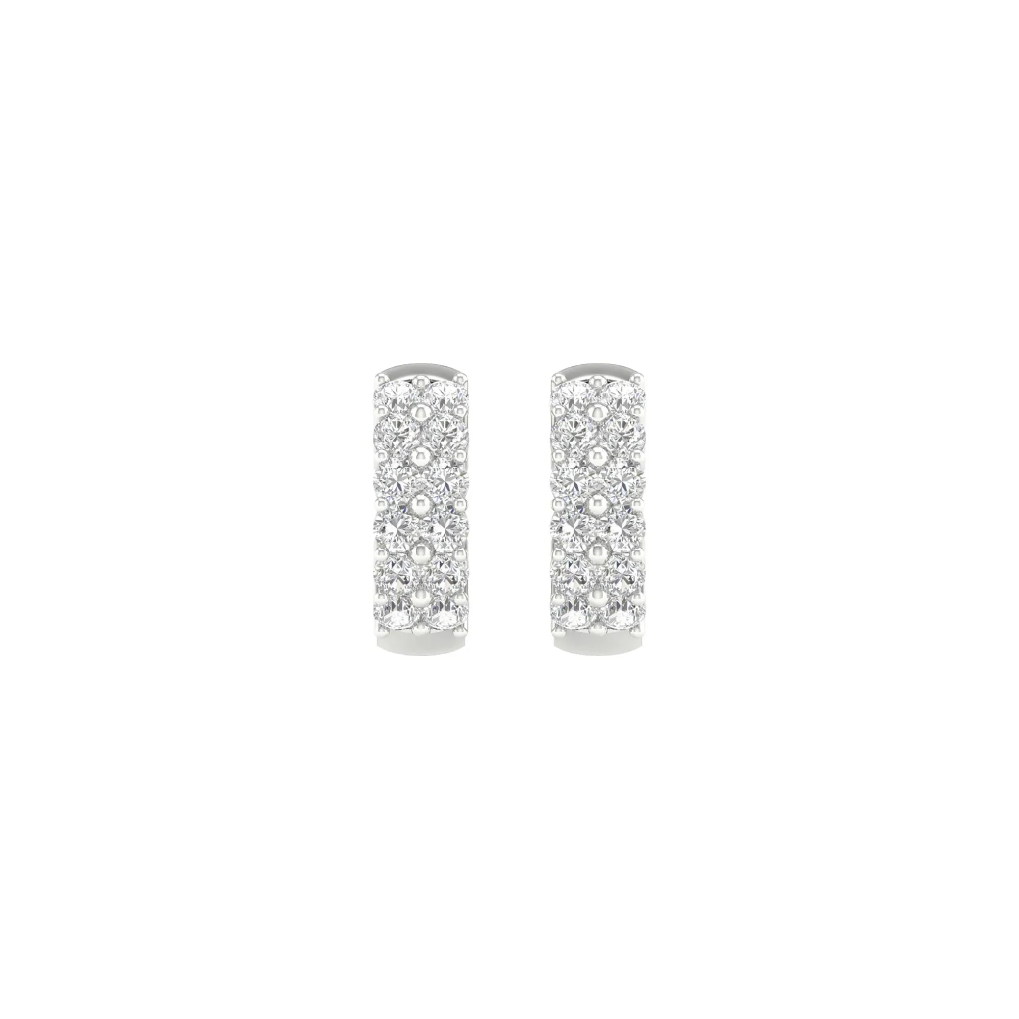 2 CT. Tw. Lab Grown Diamond Two-Row Hoop Earrings 14K White Gold Size 6.00mm - Image 2