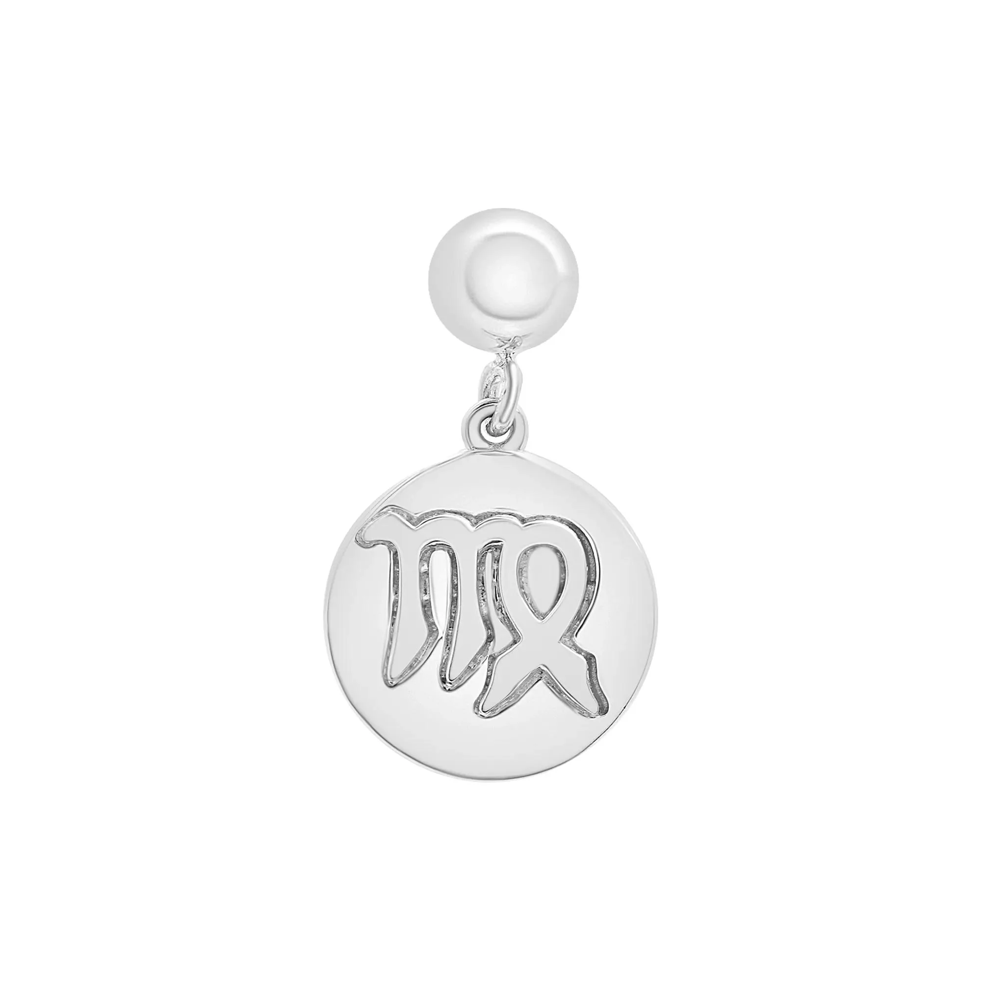 Virgo Zodiac Disc Bead Charm .925 Sterling Silver White Size 14.00mm - Image 5