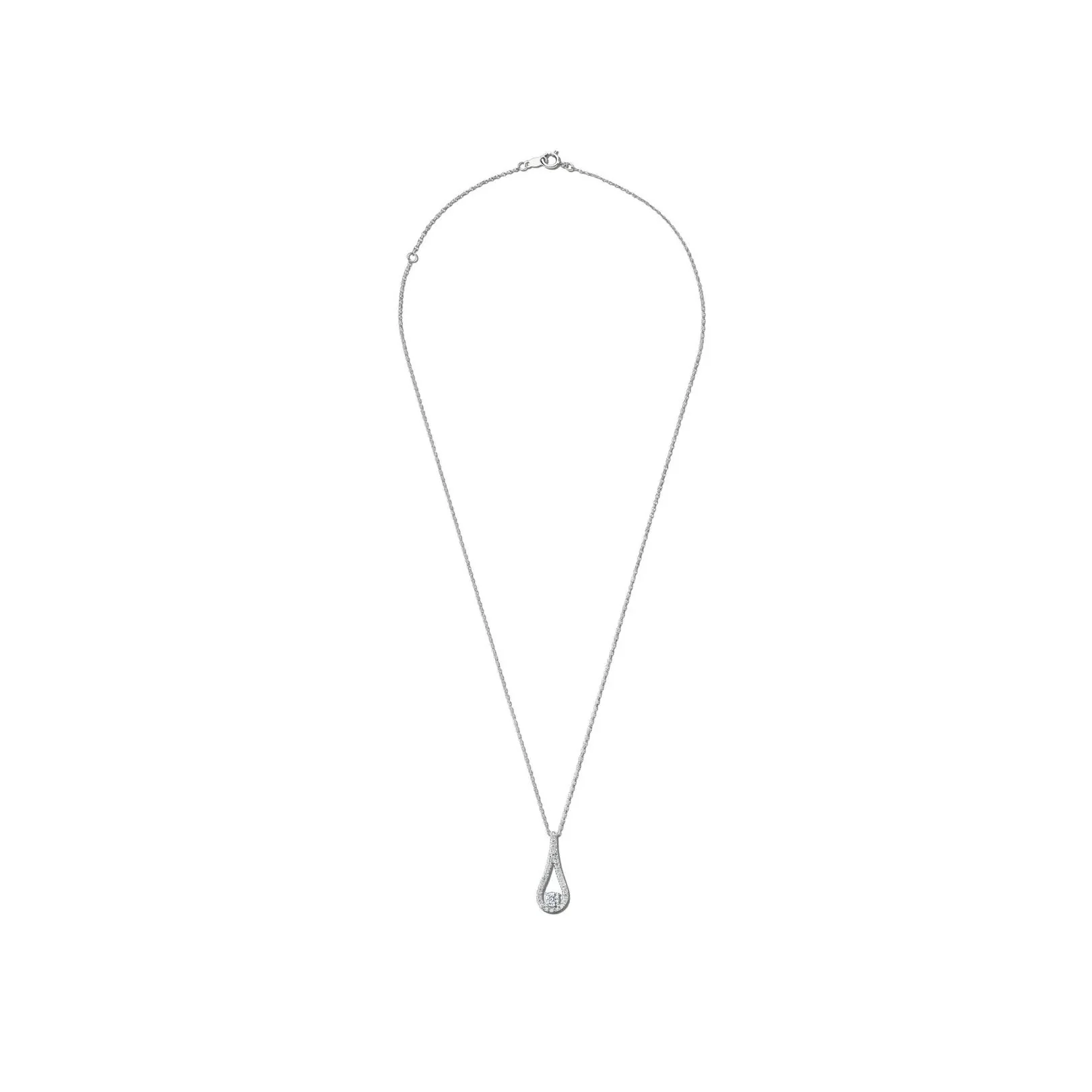 3/8 CT. Tw. Lab Grown Diamond Drop Pendant Necklace 14K White Gold Size 18" - Image 2