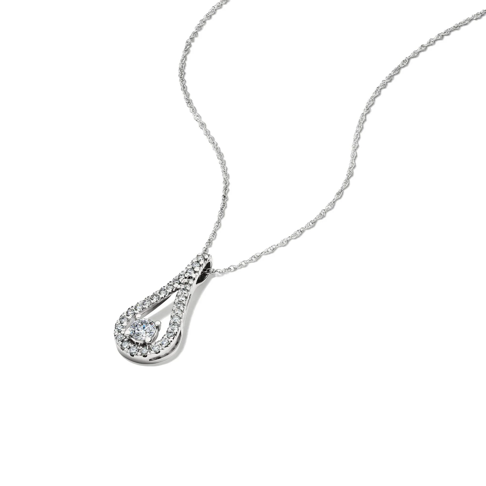 3/8 CT. Tw. Lab Grown Diamond Drop Pendant Necklace 14K White Gold Size 18" - Image 4
