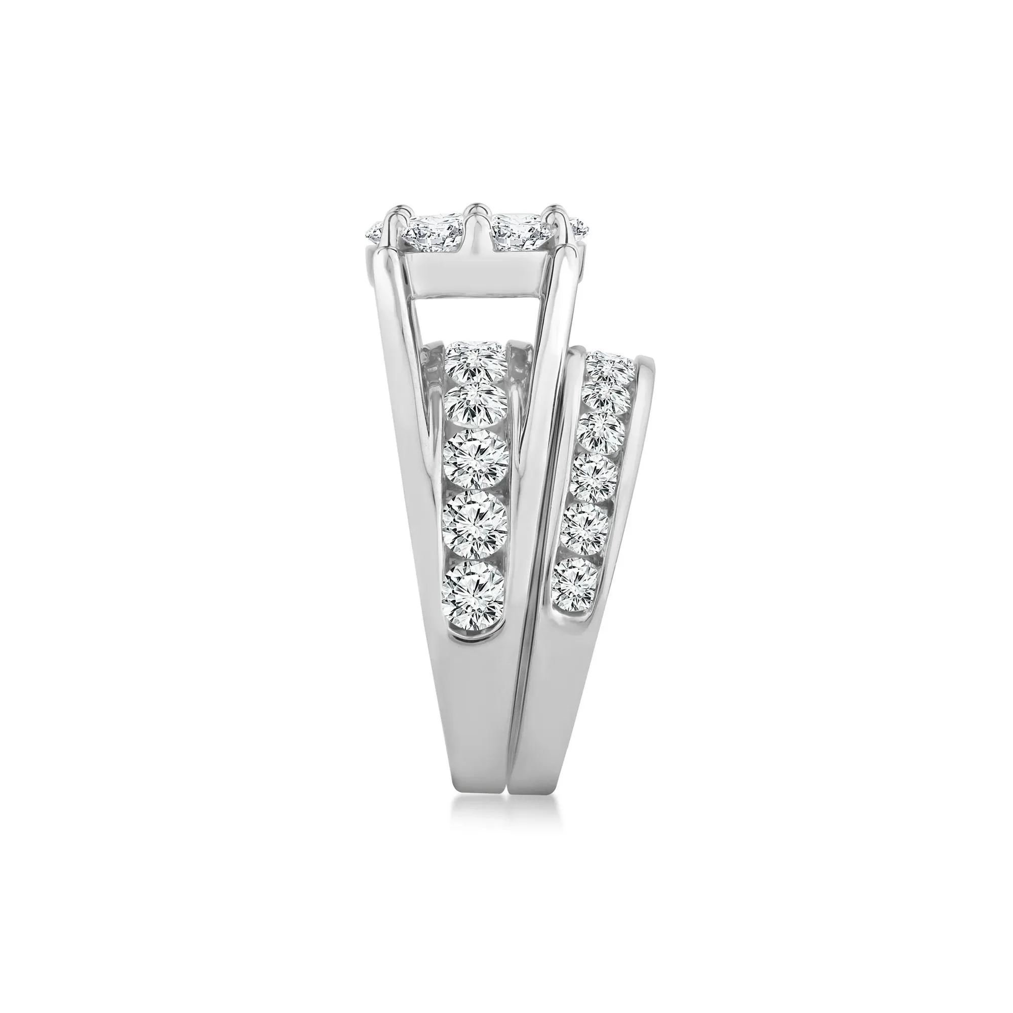 3 CT. Tw. Round Lab Grown Multi-Diamond Engagement Ring Set 10K White Gold Round Brilliant Cut Size 9 3mm - Image 3