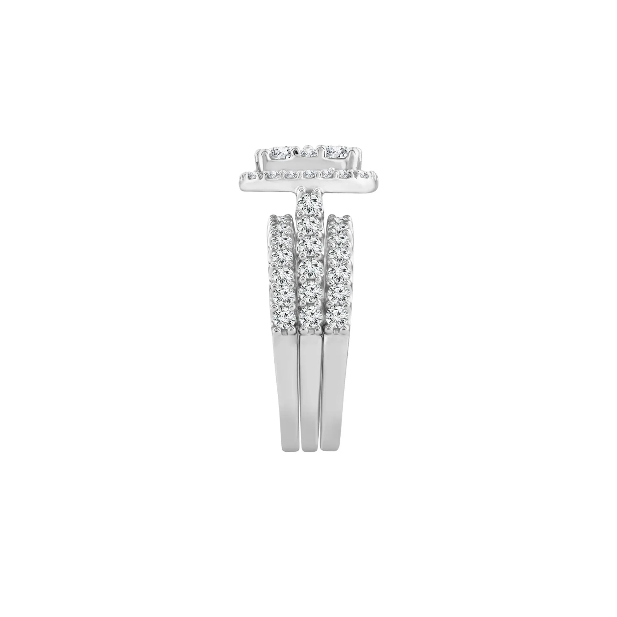 3 CT. Tw. Lab Grown Multi-Diamond Engagement Ring Set 10K White Gold Round Brilliant Cut Size 7 2mm - Image 3