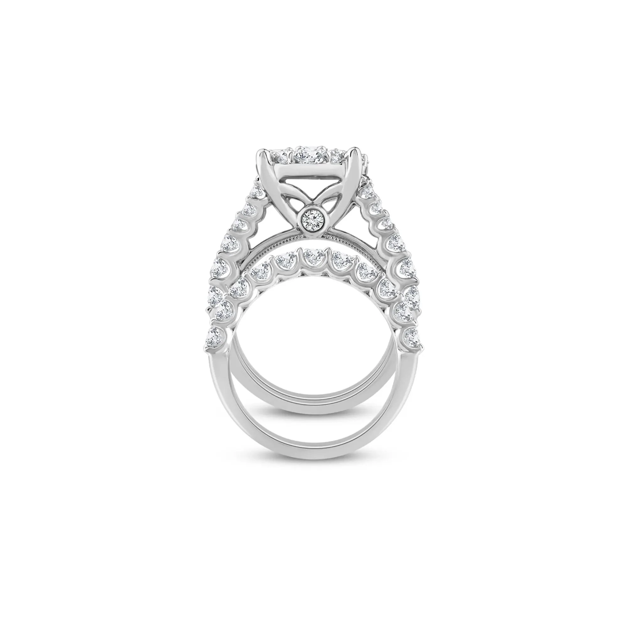 5 CT. Tw. Round Lab Grown Multi-Diamond Engagement Ring Set 10K White Gold Round Brilliant Cut Size 6.5 3mm - Image 2