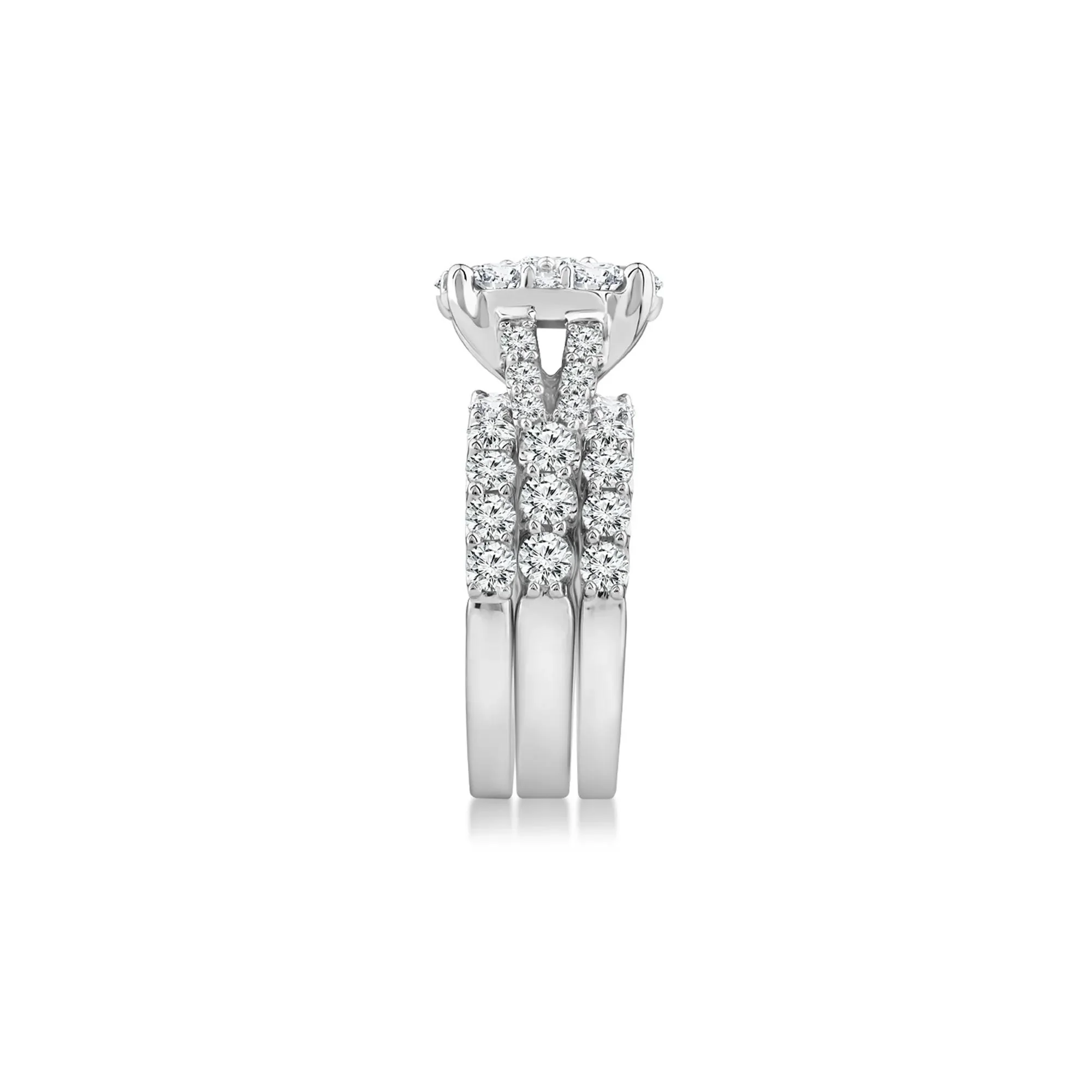 5 CT. Tw. Round Lab Grown Multi-Diamond Engagement Ring Set 10K White Gold Round Brilliant Cut Size 7 3mm - Image 3