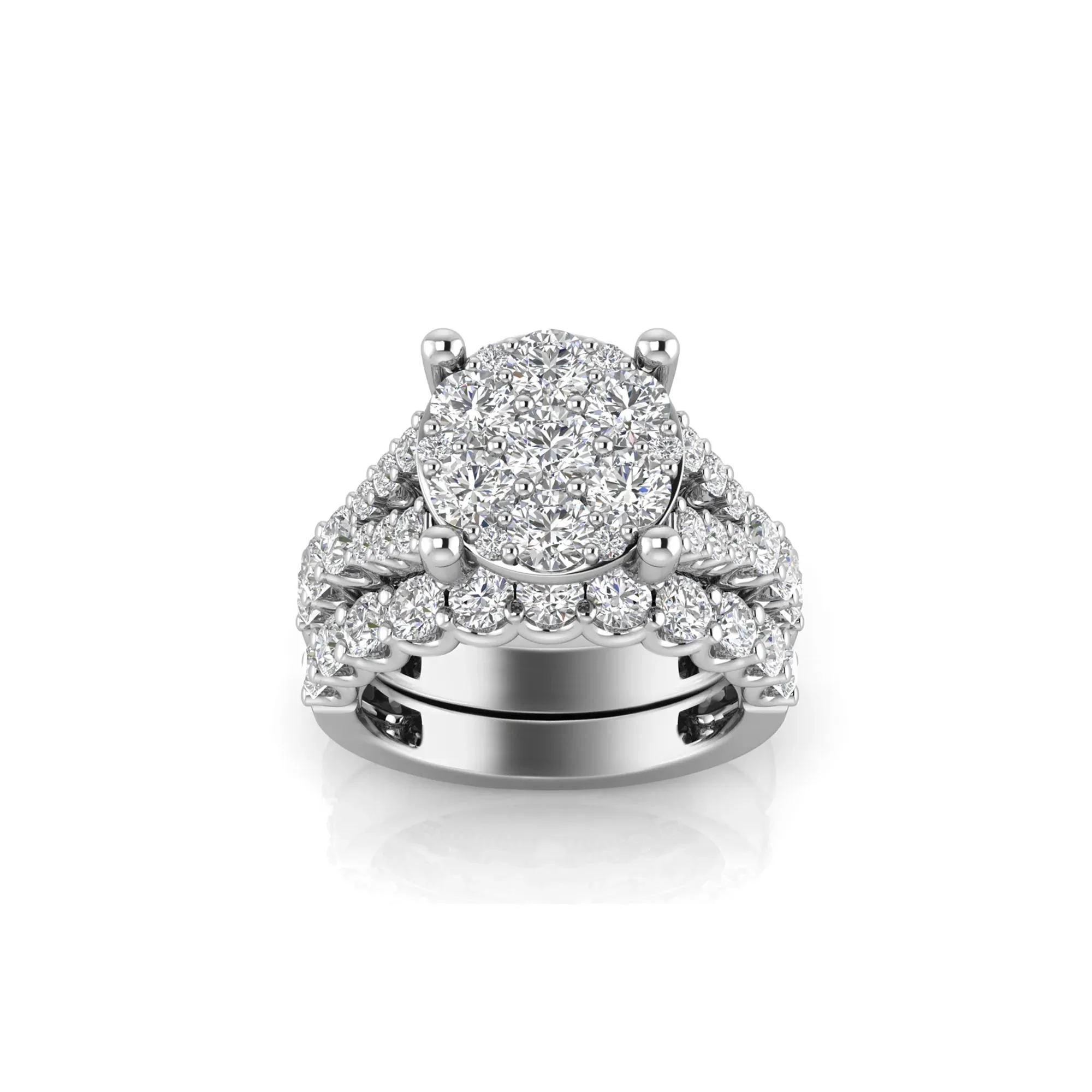 5 CT. Tw. Round Lab Grown Multi-Diamond Engagement Ring Set 10K White Gold Round Brilliant Cut Size 7 3mm - Image 4