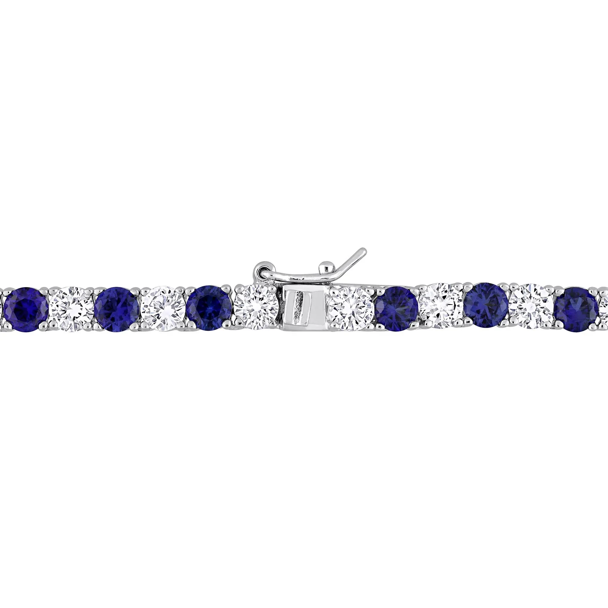 Lab Created Gemstone Tennis Necklace .925 Sterling Silver White Size 17" - Image 3
