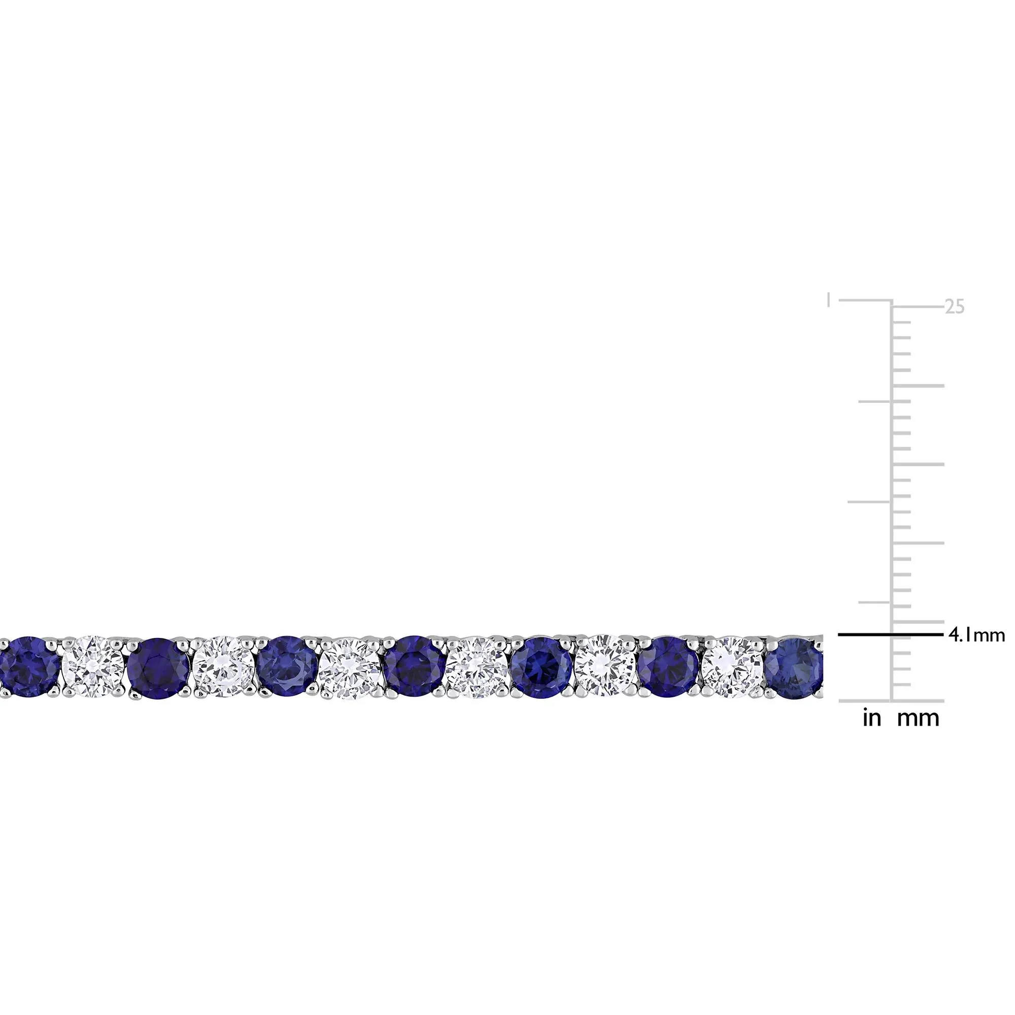 Lab Created Gemstone Tennis Necklace .925 Sterling Silver White Size 17" - Image 4