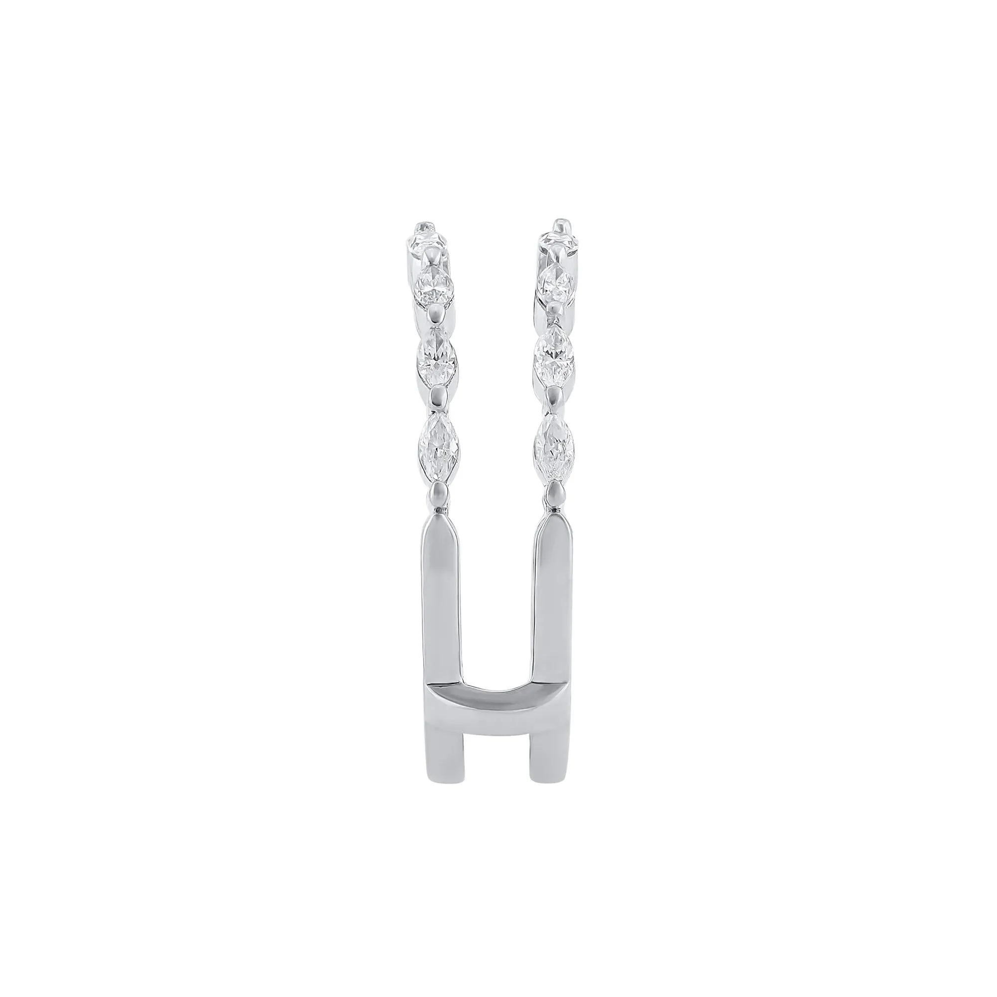 1/2 CT. Tw. Lab Grown Diamond Marquise-Shaped Ring Insert 14K White Gold Size 8 - Image 3