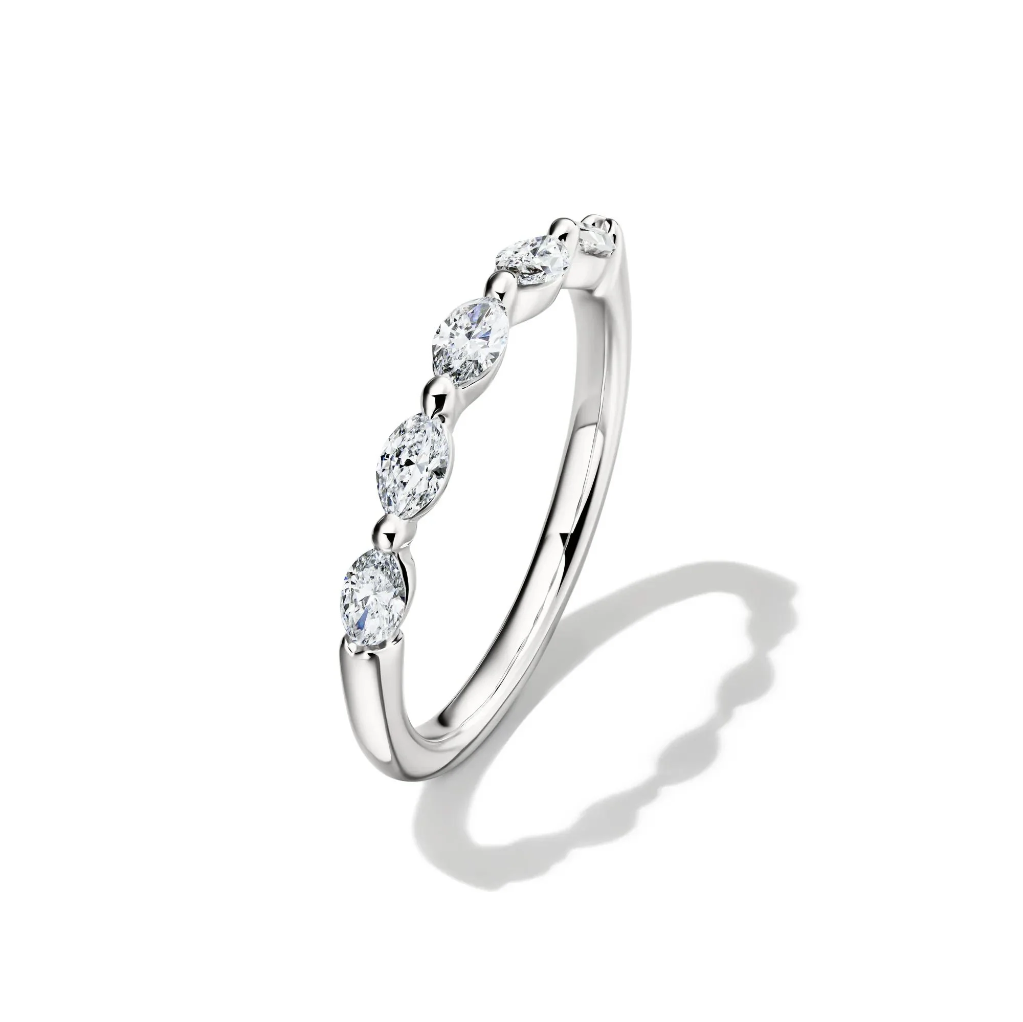 1/2 CT. Tw. Lab Grown Diamond Marquise Anniversary Band Ring 14K White Gold Size 6 - Image 4