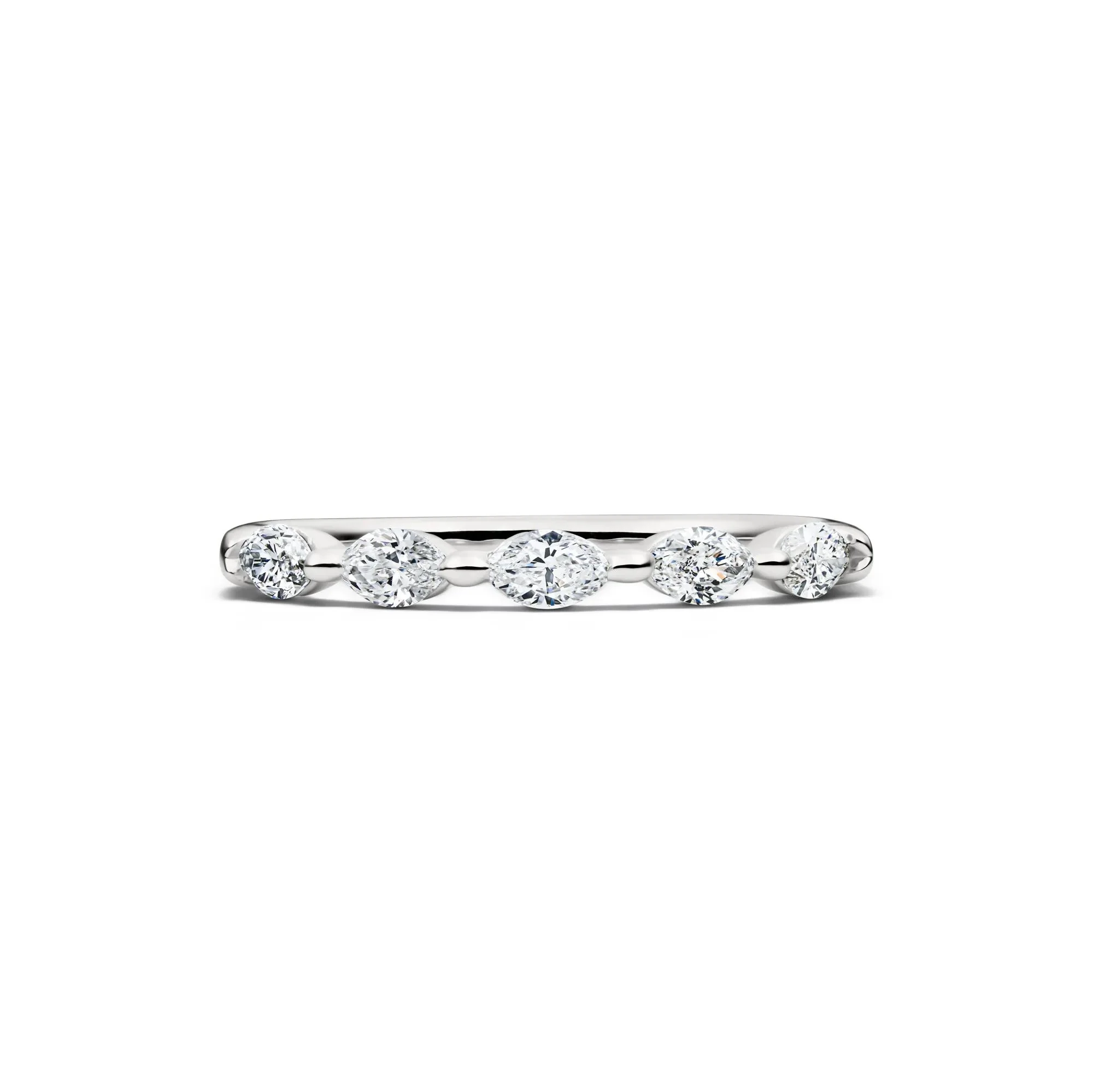1/2 CT. Tw. Lab Grown Diamond Marquise Anniversary Band Ring 14K White Gold Size 6.5