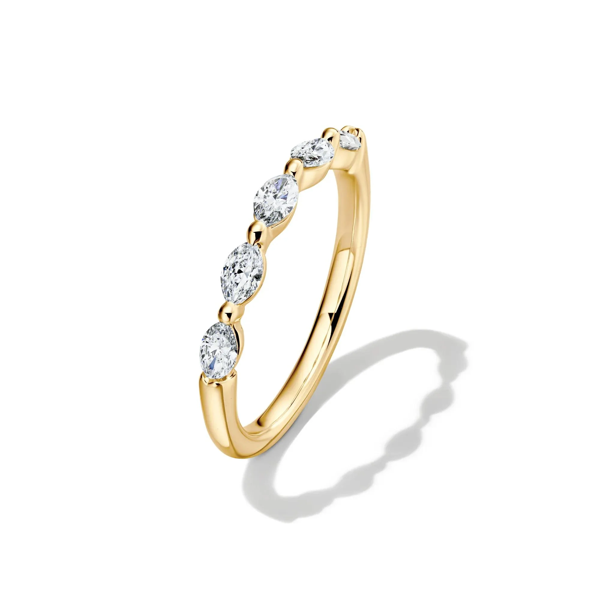 1/2 CT. Tw. Lab Grown Diamond Marquise Anniversary Band Ring 14K Yellow Gold Size 6.5 - Image 4