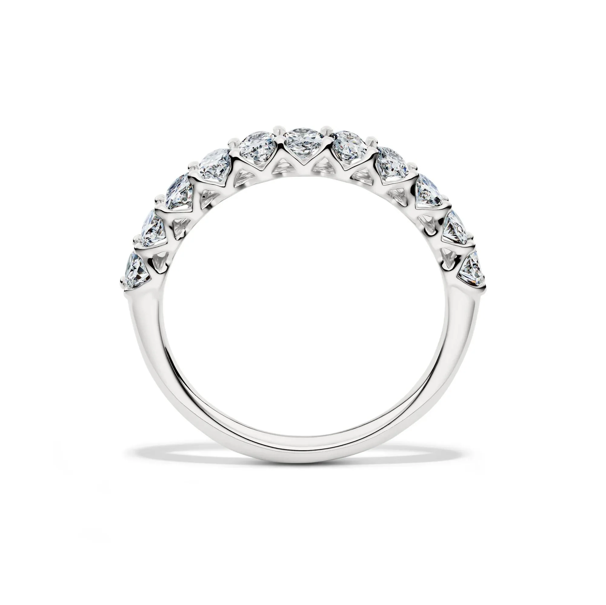 1 CT. Tw. Lab Grown Diamond Oval Anniversary Band Ring 14K White Gold Size 6.5 2.5mm - Image 2