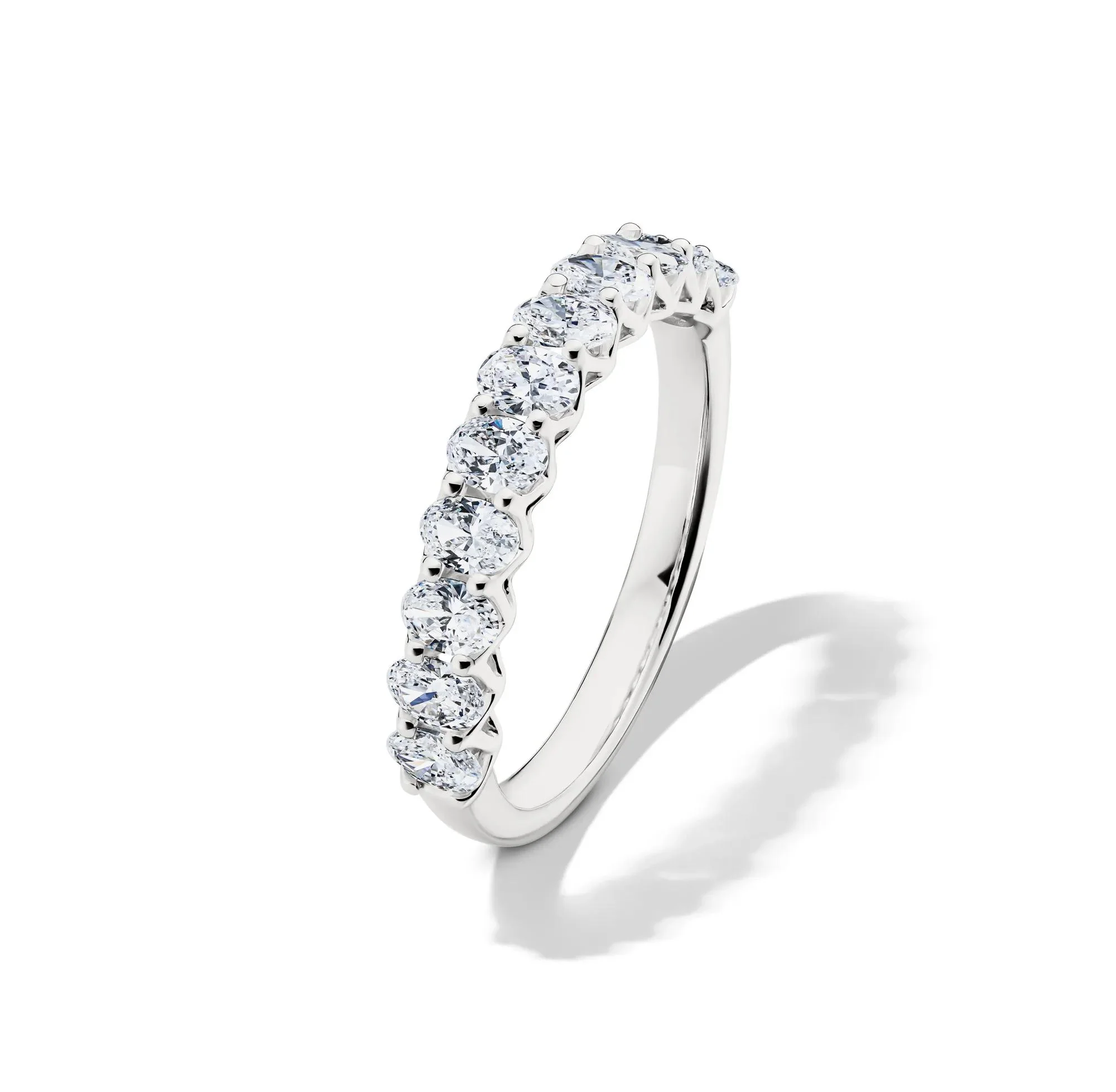 1 CT. Tw. Lab Grown Diamond Oval Anniversary Band Ring 14K White Gold Size 6.5 2.5mm - Image 4