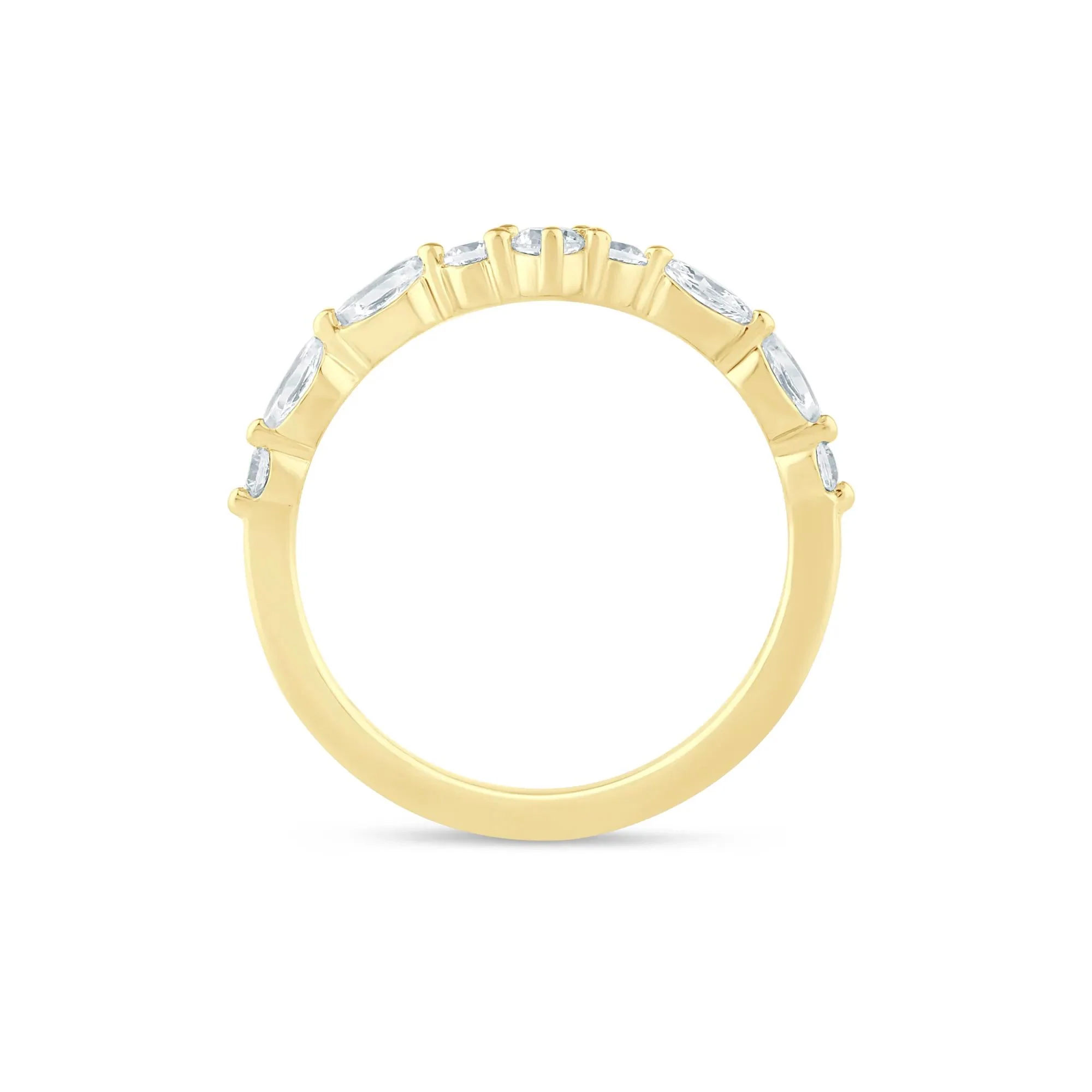 3/8 CT. Tw. Lab Grown Diamond Round and Marquise Contour Band Ring 14K Yellow Gold Size 7 1.5mm - Image 2