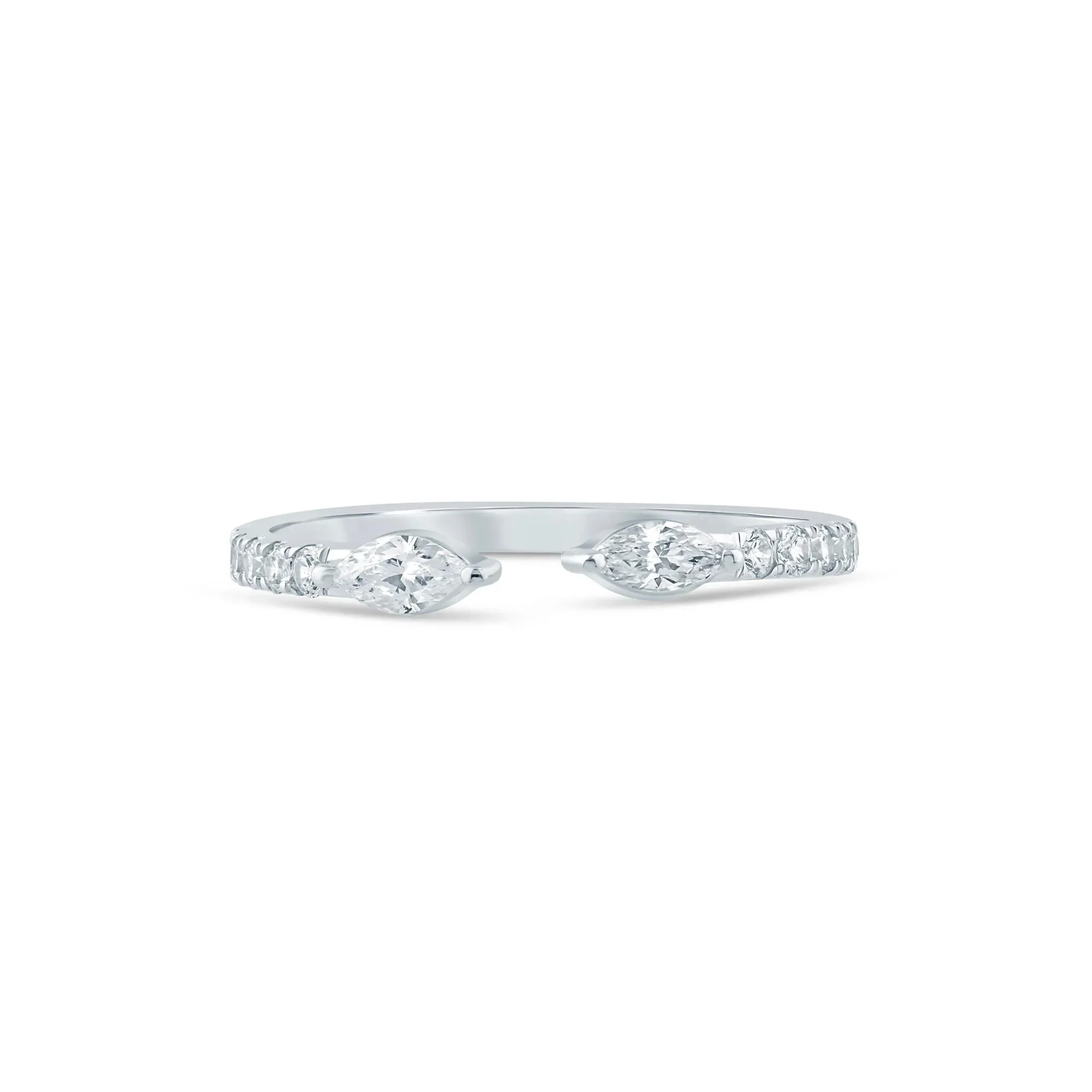 3/8 CT. Tw. Lab Grown Diamond Marquise-Cut Open Band Ring 14K White Gold Size 6.5 1.5mm