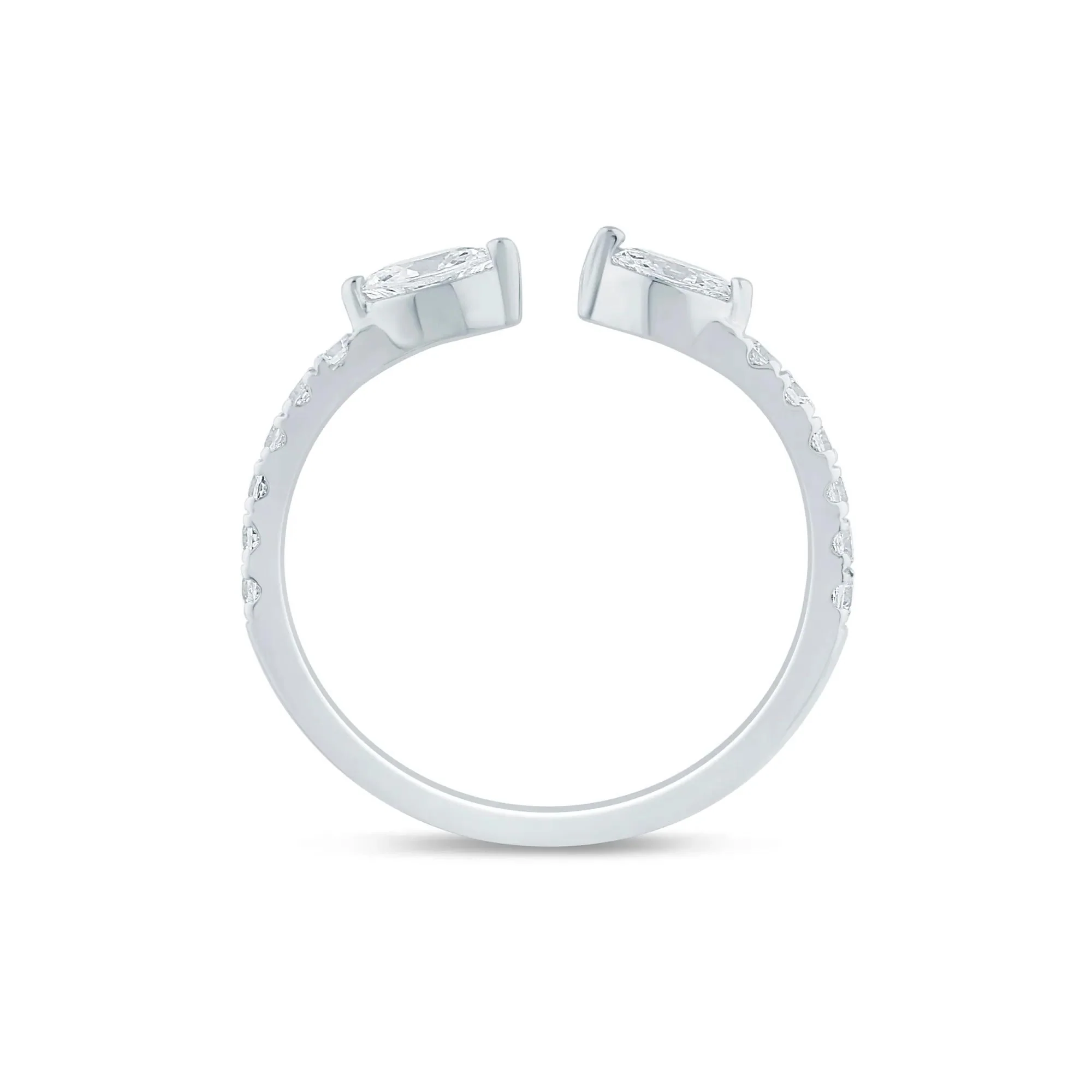 3/8 CT. Tw. Lab Grown Diamond Marquise-Cut Open Band Ring 14K White Gold Size 7.5 1.5mm - Image 2