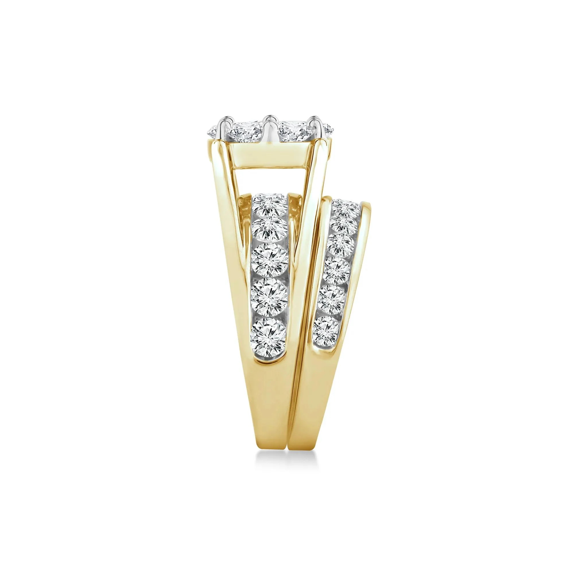 3 CT. Tw. Lab Grown Multi-Diamond Engagement Ring Set 10K Yellow Gold Round Brilliant Cut Size 7 3mm - Image 3