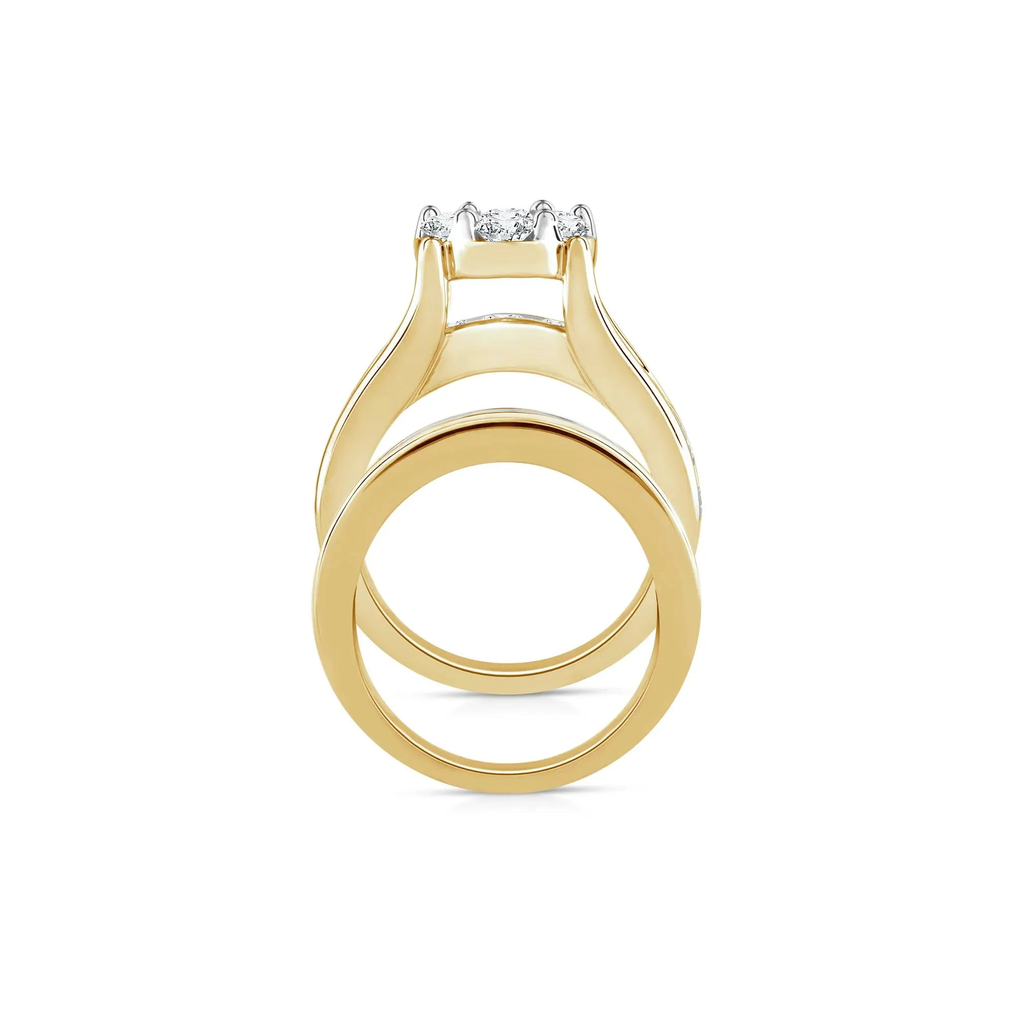 3 CT. Tw. Lab Grown Multi-Diamond Engagement Ring Set 10K Yellow Gold Round Brilliant Cut Size 8.5 3mm - Image 2