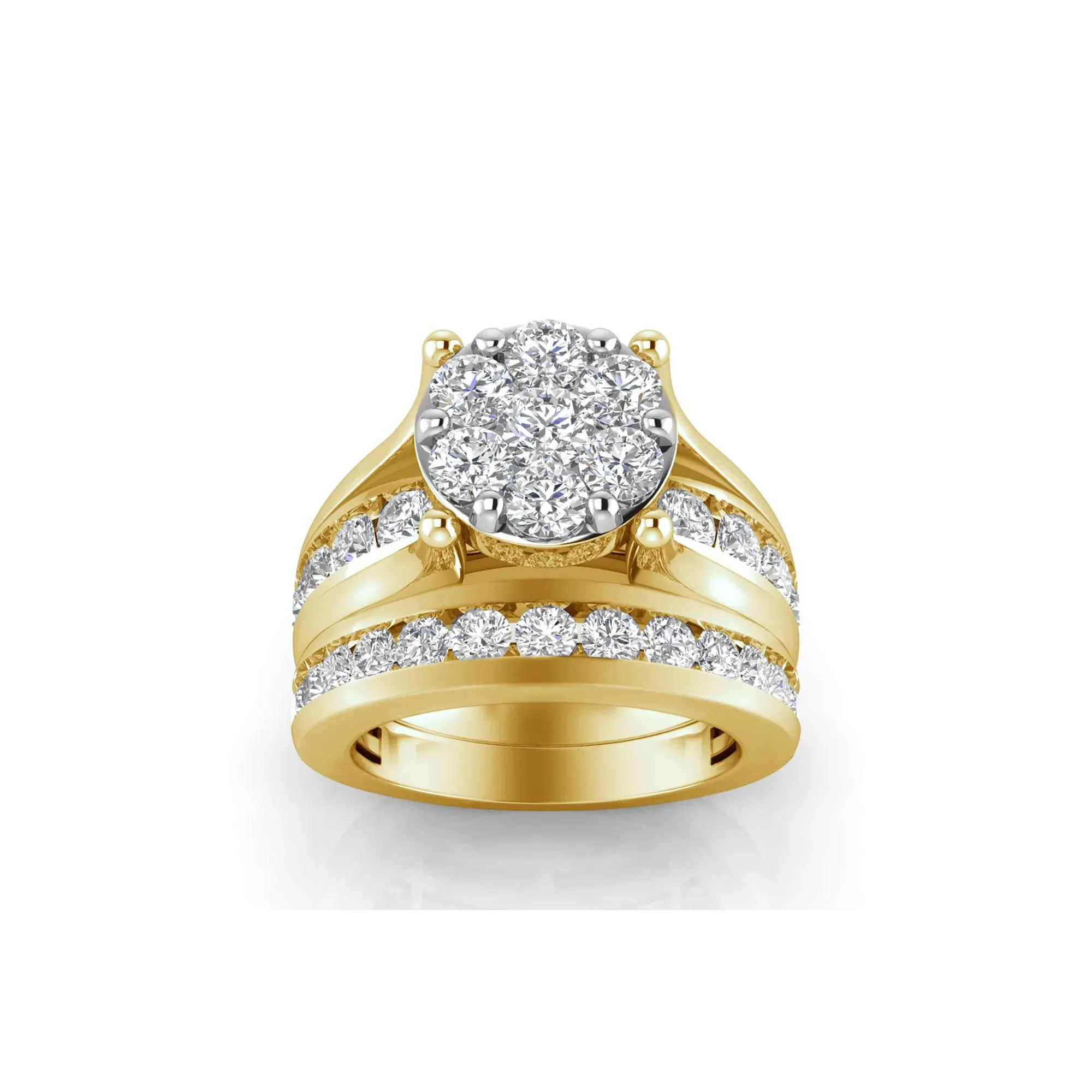 3 CT. Tw. Lab Grown Multi-Diamond Engagement Ring Set 10K Yellow Gold Round Brilliant Cut Size 8.5 3mm - Image 4