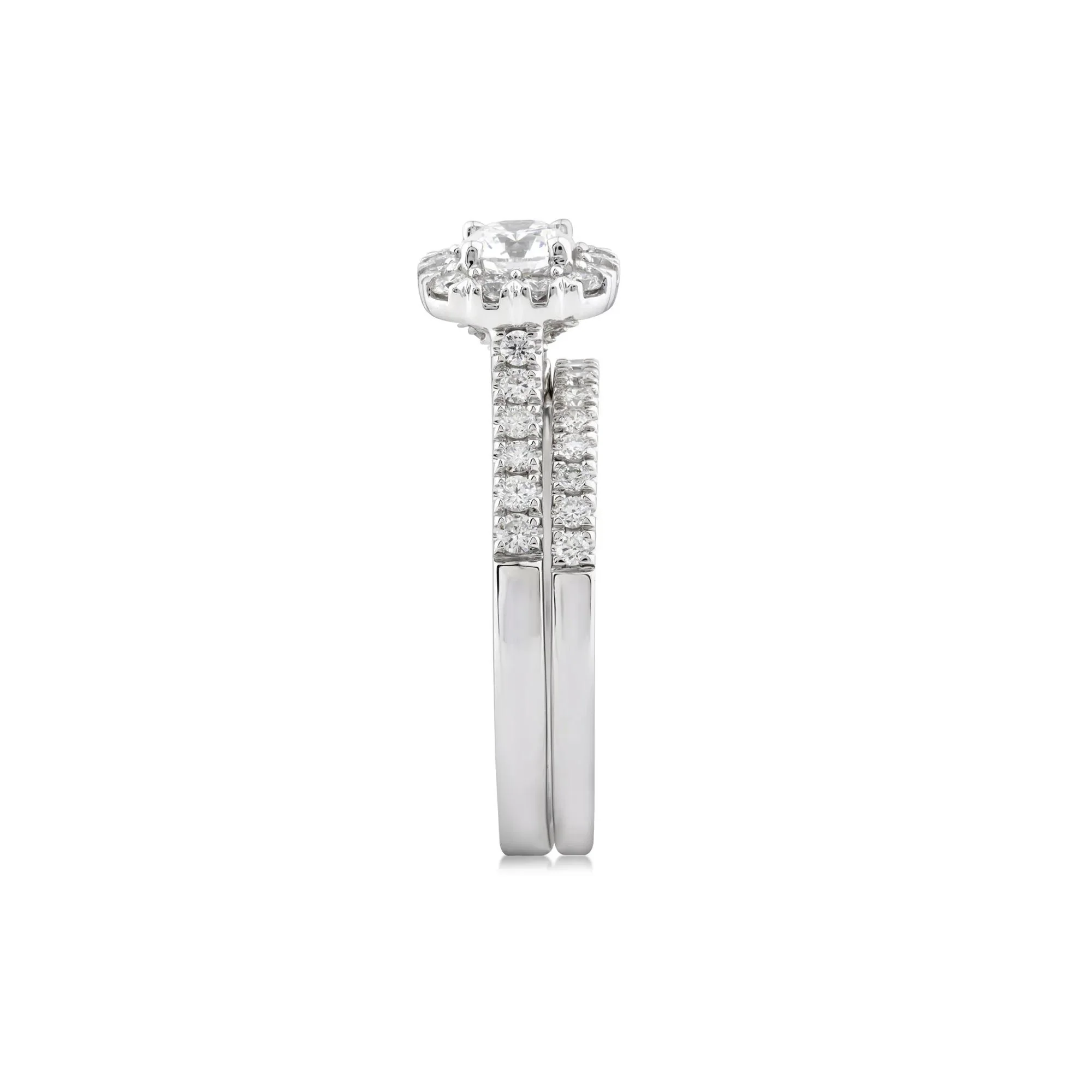 1 CT. Tw. Lab Grown Diamond Engagement Ring Set 10K White Gold Round Brilliant Cut Size 7 2mm - Image 4