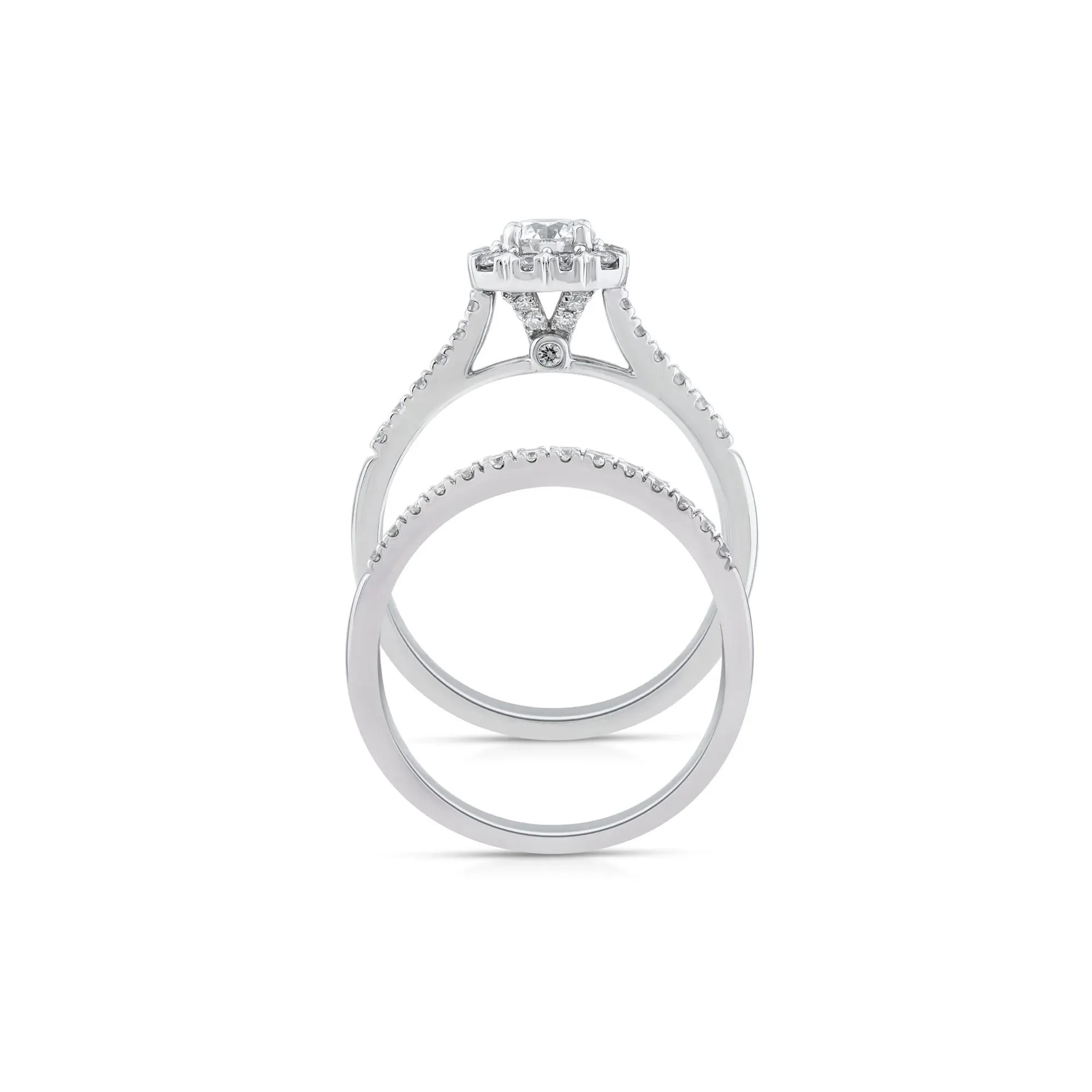 1 CT. Tw. Lab Grown Diamond Engagement Ring Set 10K White Gold Round Brilliant Cut Size 8 2mm - Image 2