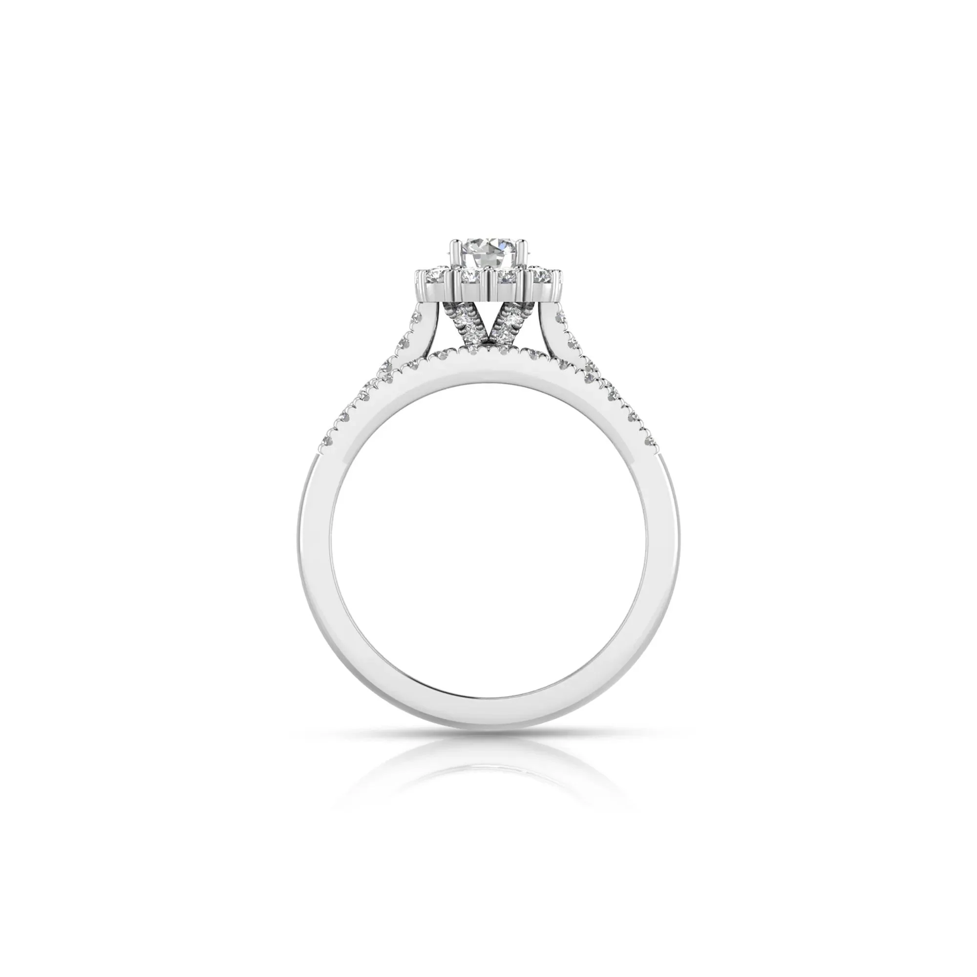 1 CT. Tw. Lab Grown Diamond Engagement Ring Set 10K White Gold Round Brilliant Cut Size 8 2mm - Image 3