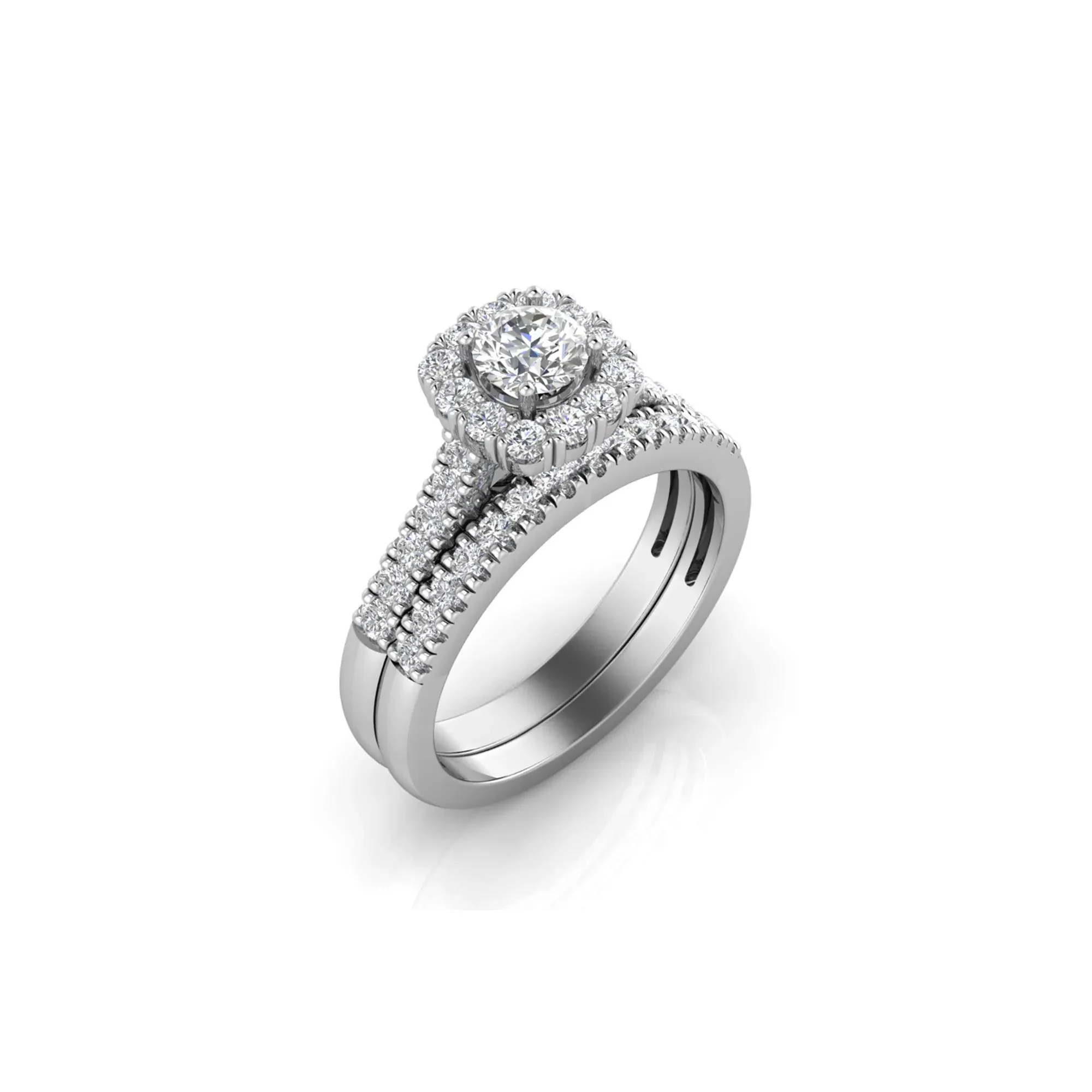 1 CT. Tw. Lab Grown Diamond Engagement Ring Set 10K White Gold Round Brilliant Cut Size 9 2mm - Image 5