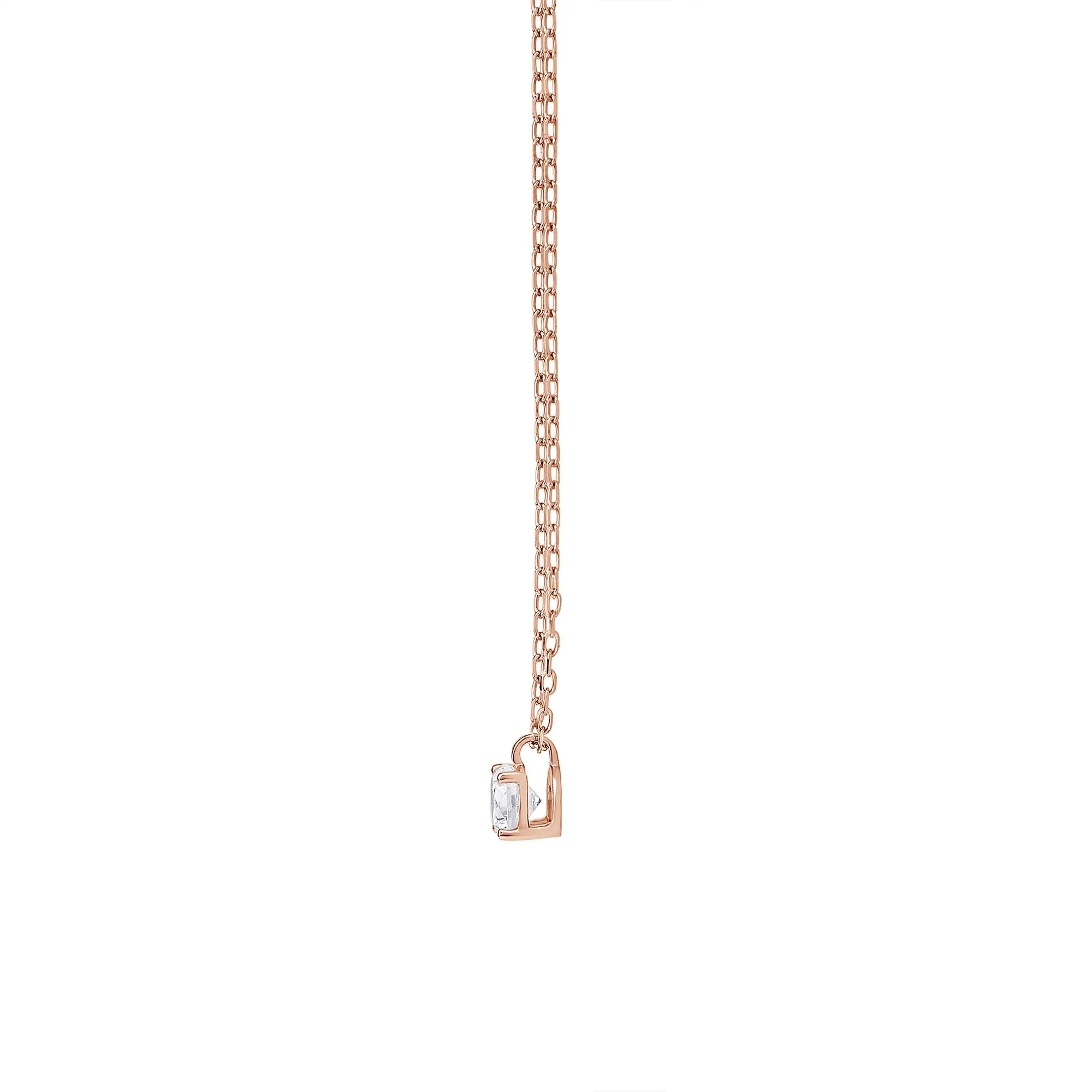 3/8 CT. Tw. Round Lab Grown Diamond Solitaire Pendant Necklace 10K Rose Gold Size 18" - Image 2