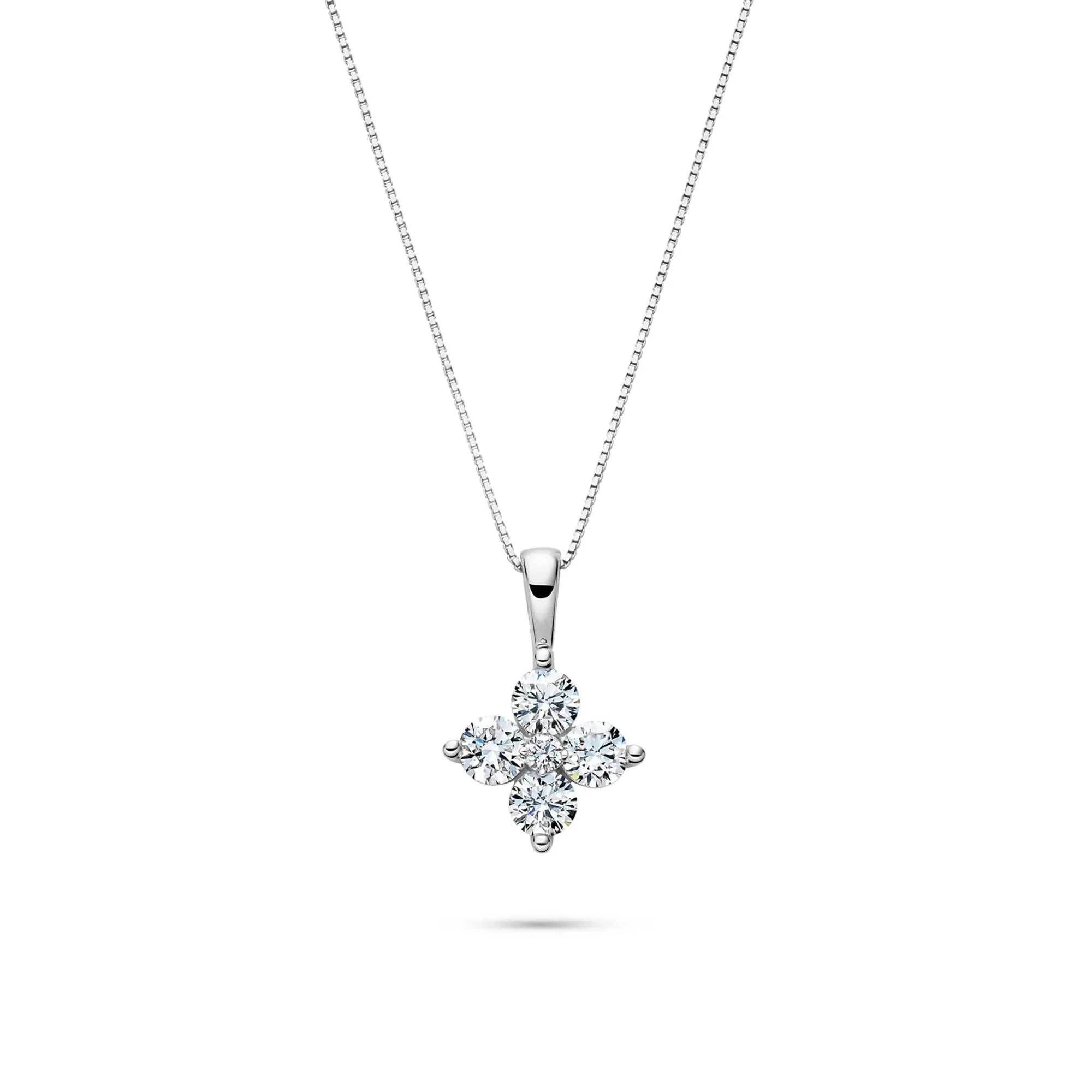 1 CT. Tw. Lab Grown Diamond Five-Stone Pendant Necklace 14K White Gold Size 18" - Image 2