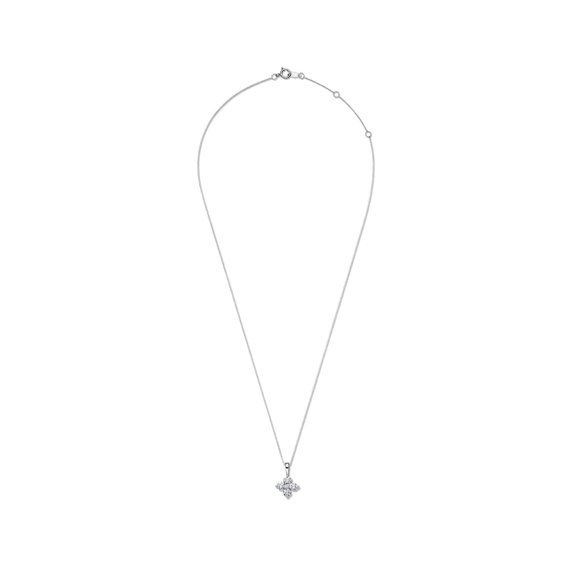 1 CT. Tw. Lab Grown Diamond Five-Stone Pendant Necklace 14K White Gold Size 18" - Image 3
