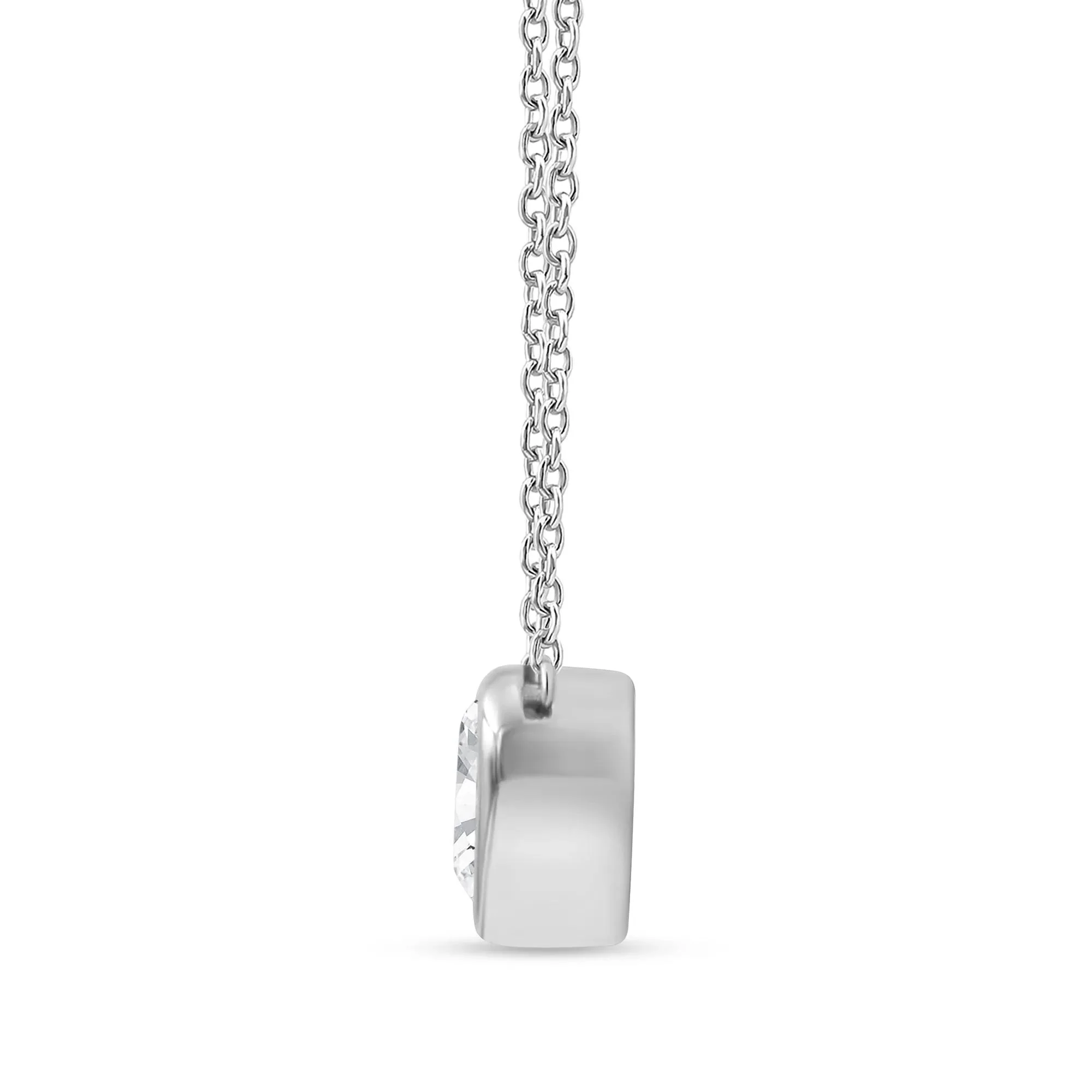 1 CT. Tw. Lab Grown Diamond Bezel-Set Heart Pendant Necklace 14K White Gold Size 18" - Image 2