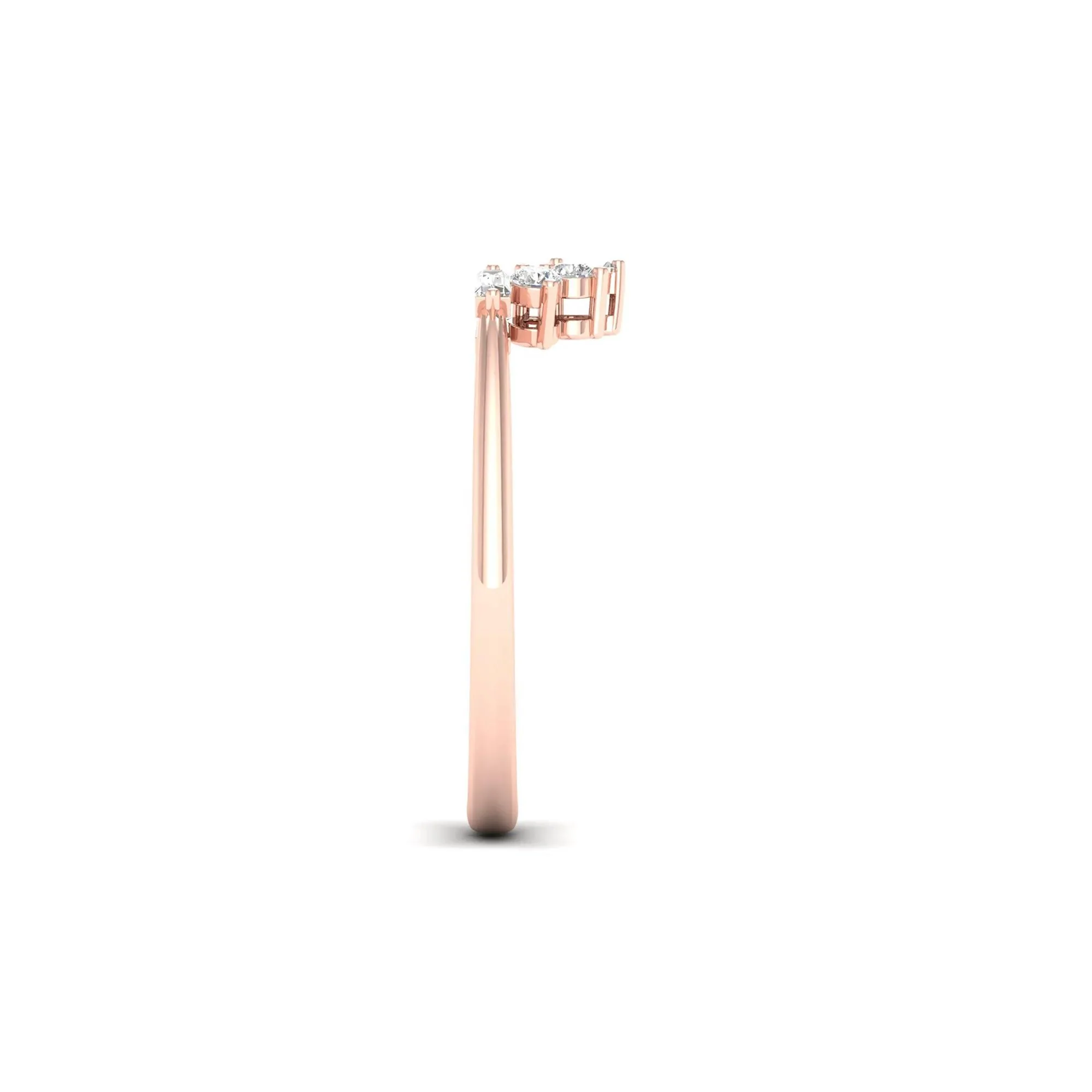1/7 CT. Tw. Round and Baguette Diamond Contour Band Ring 14K Rose Gold Round Brilliant Cut Size 6 2mm - Image 3