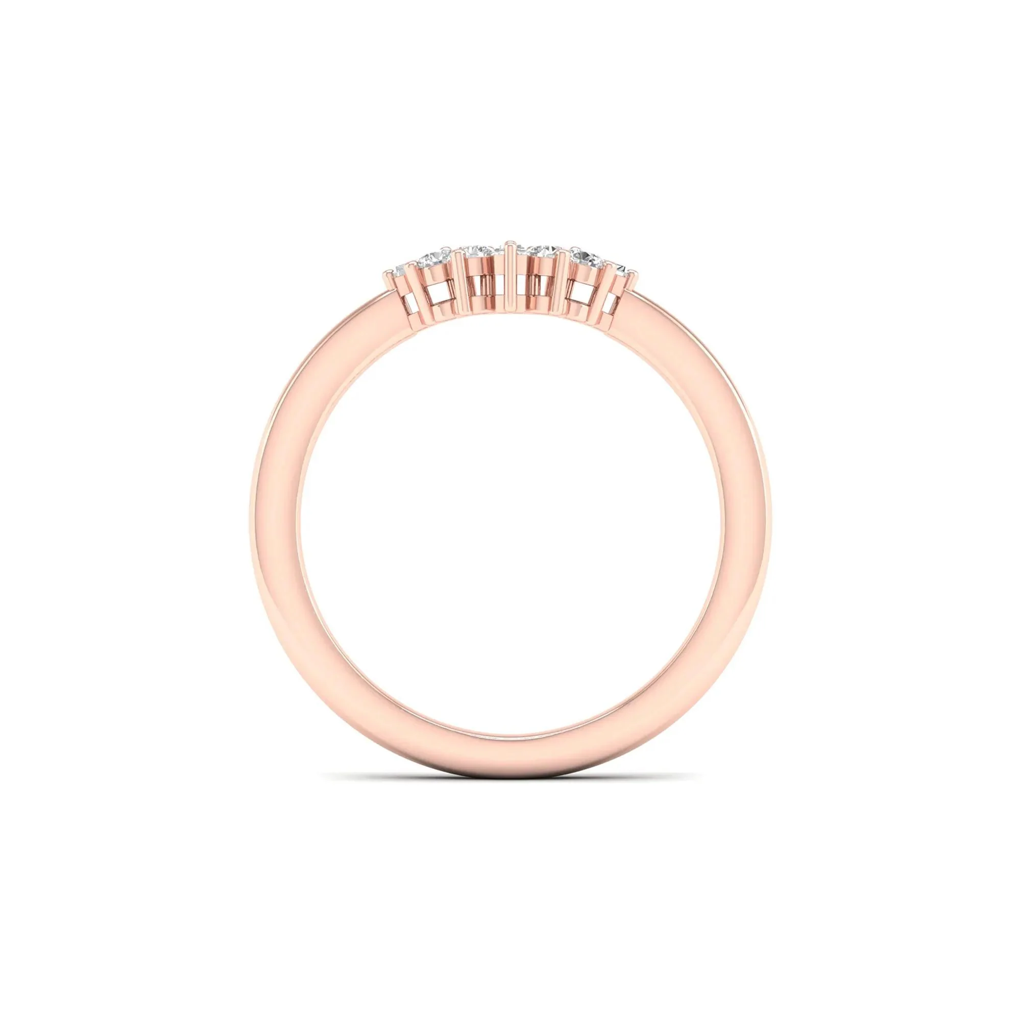 1/7 CT. Tw. Round and Baguette Diamond Contour Band Ring 14K Rose Gold Round Brilliant Cut Size 7 2mm - Image 2