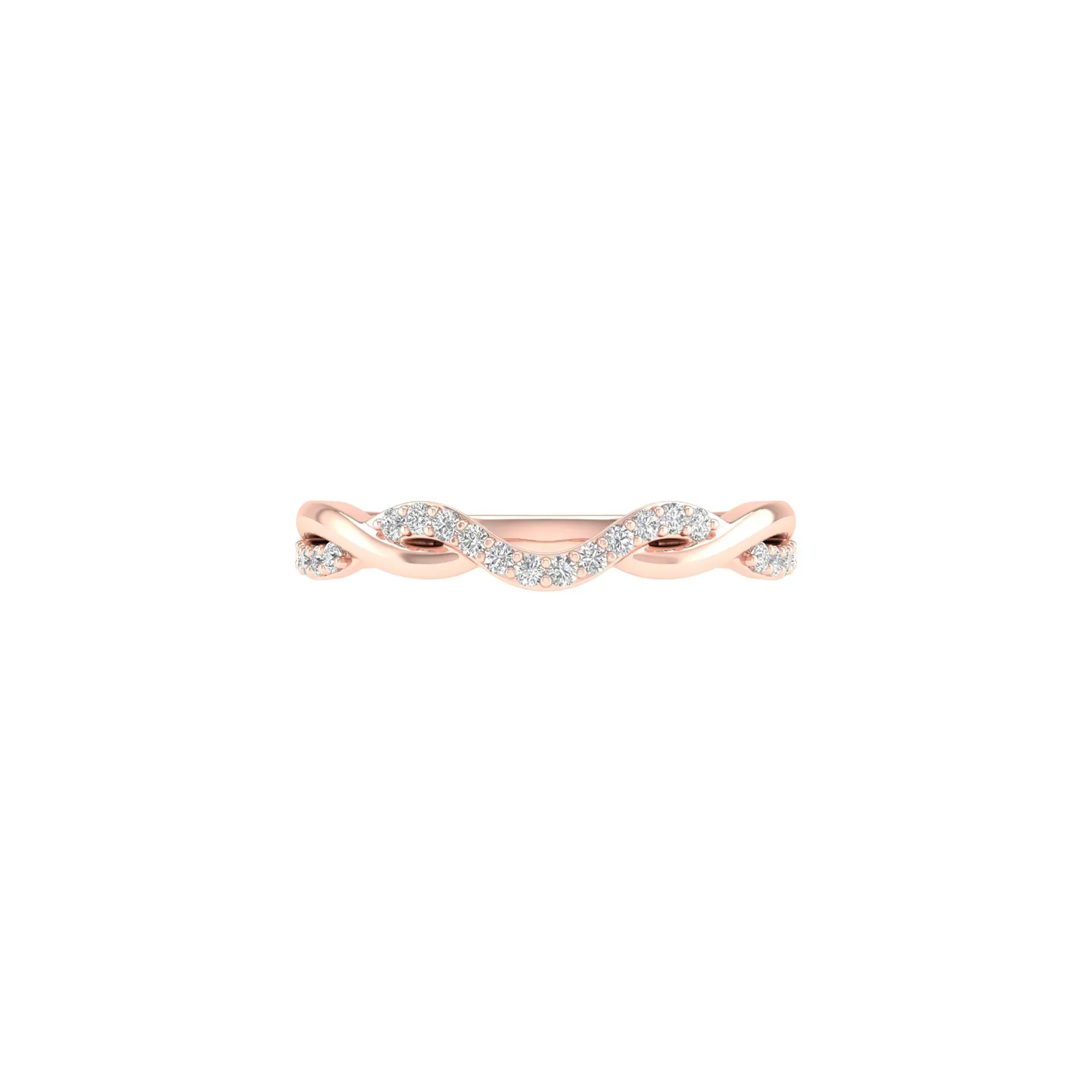1/7 CT. Tw. Diamond Contour Twist Band Ring 14K Rose Gold Round Brilliant Cut Size 5 2mm