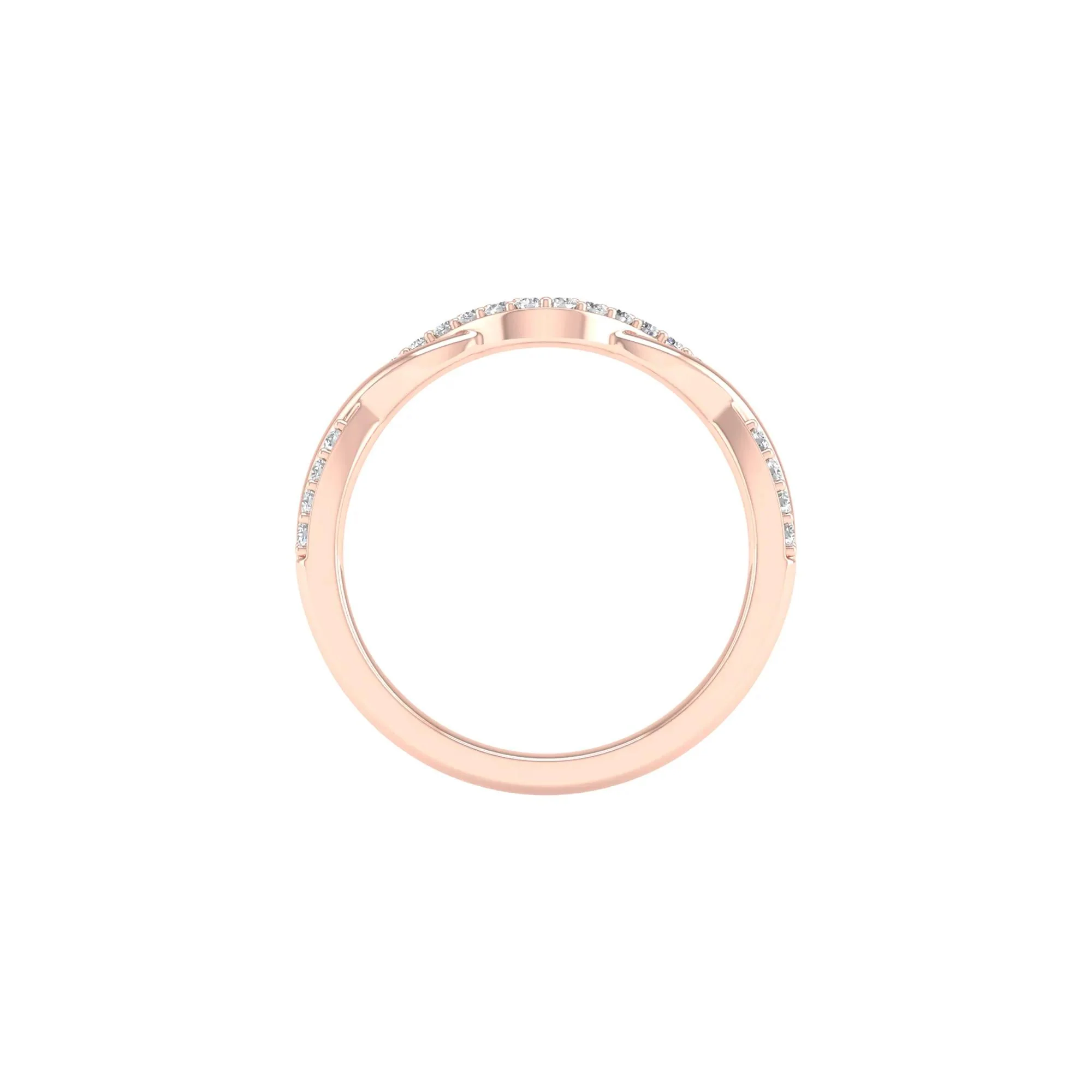 1/7 CT. Tw. Diamond Contour Twist Band Ring 14K Rose Gold Round Brilliant Cut Size 7 2mm - Image 2