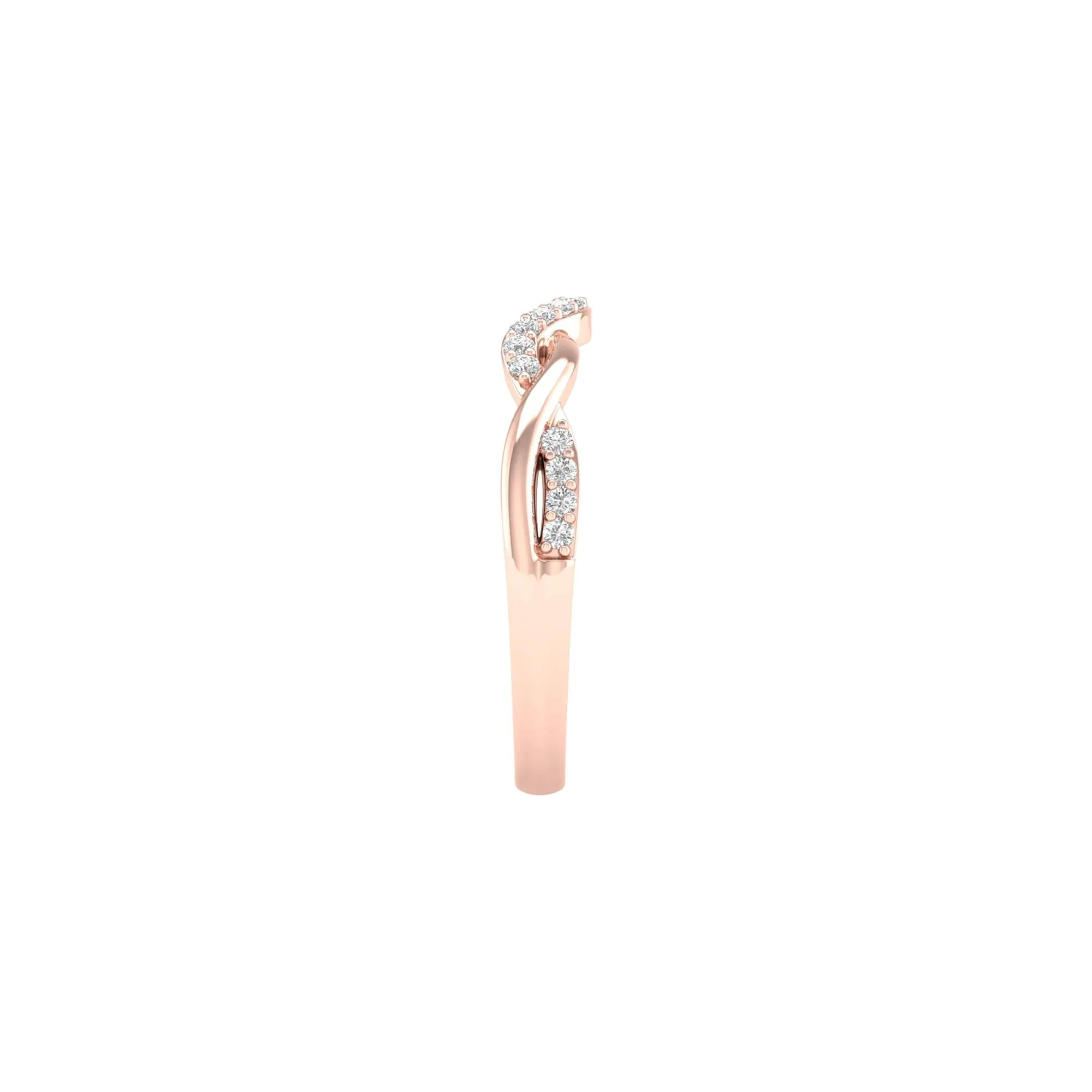 1/7 CT. Tw. Diamond Contour Twist Band Ring 14K Rose Gold Round Brilliant Cut Size 8 2mm - Image 3