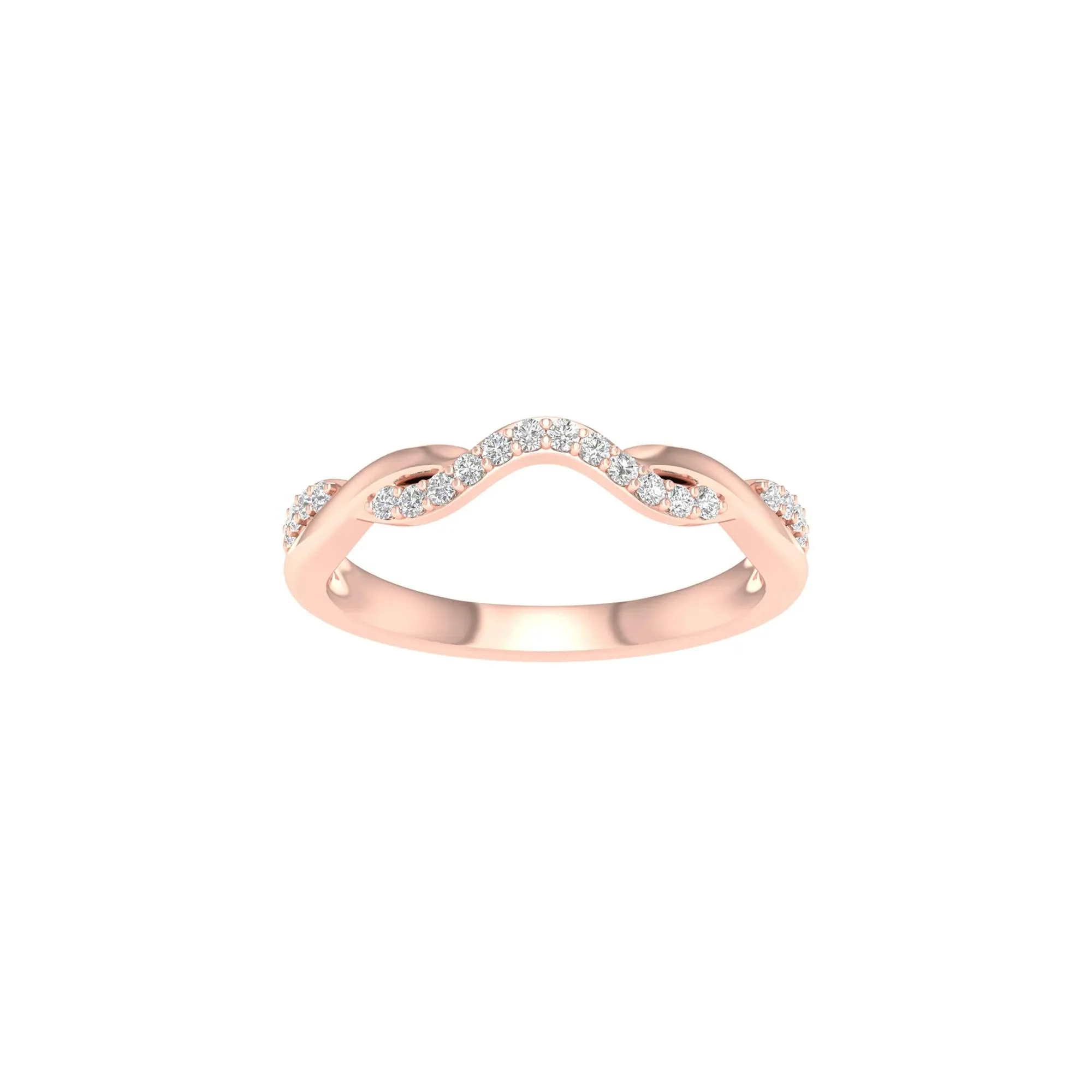 1/7 CT. Tw. Diamond Contour Twist Band Ring 14K Rose Gold Round Brilliant Cut Size 8 2mm - Image 4