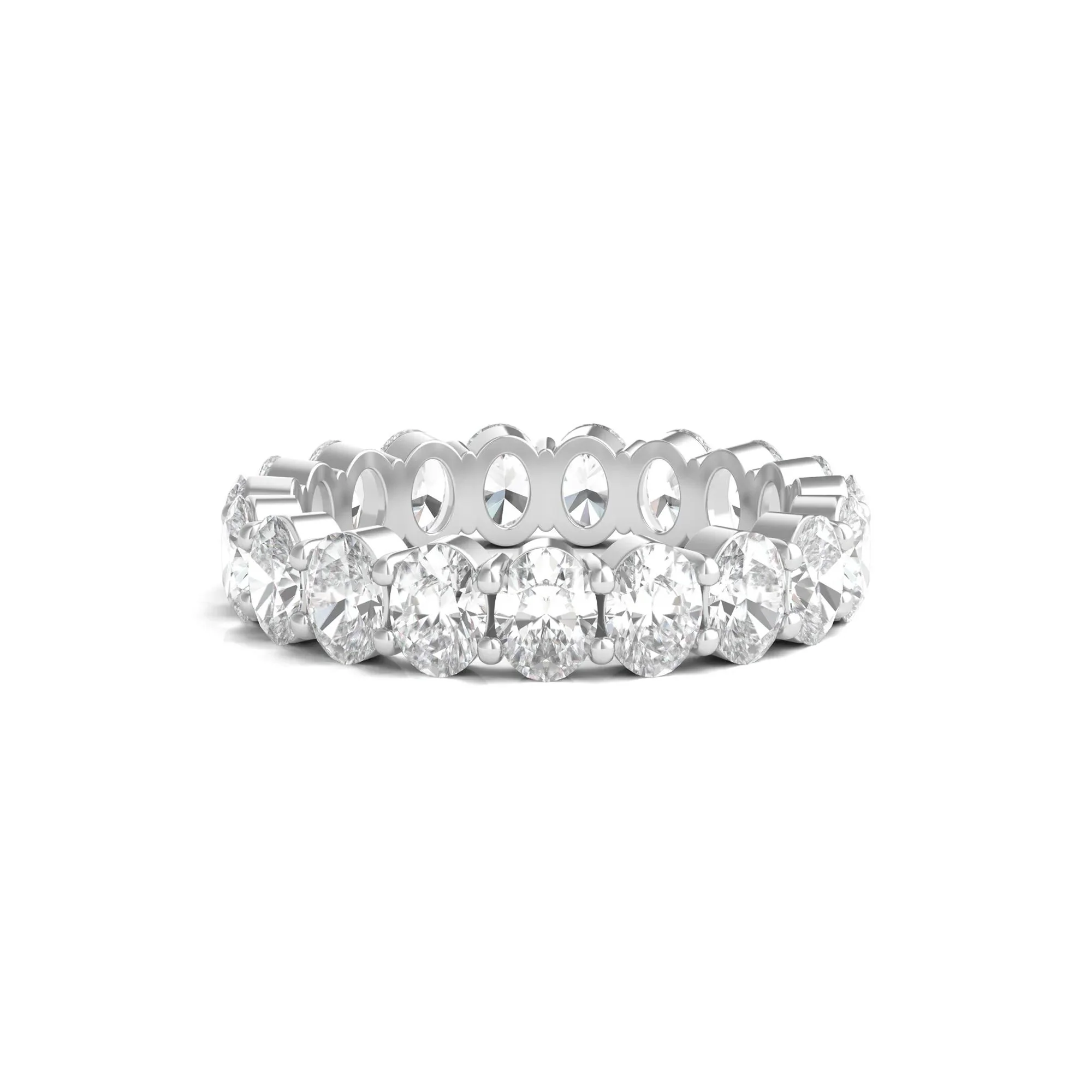 4 CT. Tw. Lab Grown Oval Diamond Eternity Band Ring 14K White Gold Size 6.5 4mm
