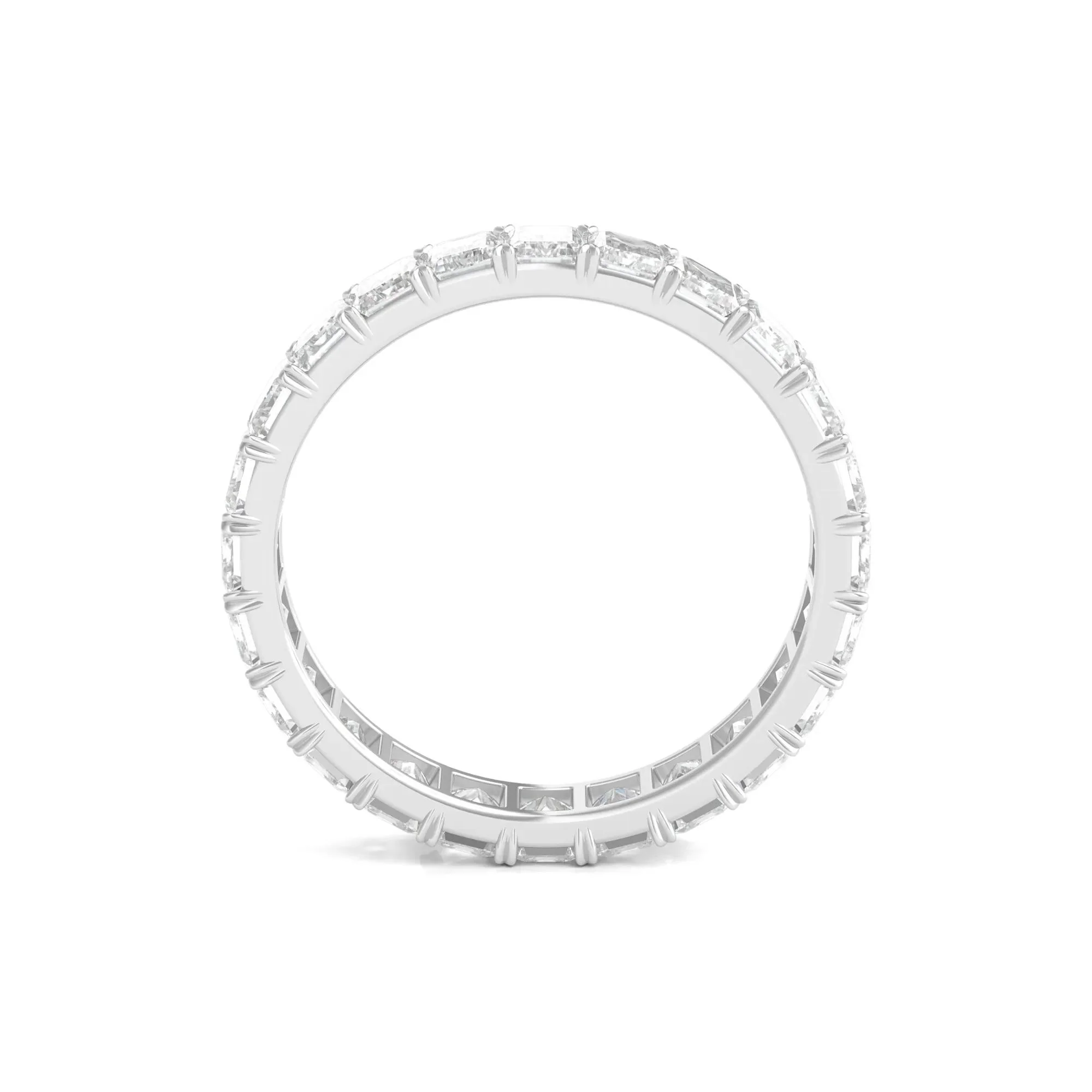 3 CT. Tw. Lab Grown Emerald-Cut Diamond Eternity Band Ring Platinum White Size 4.5 3mm - Image 2