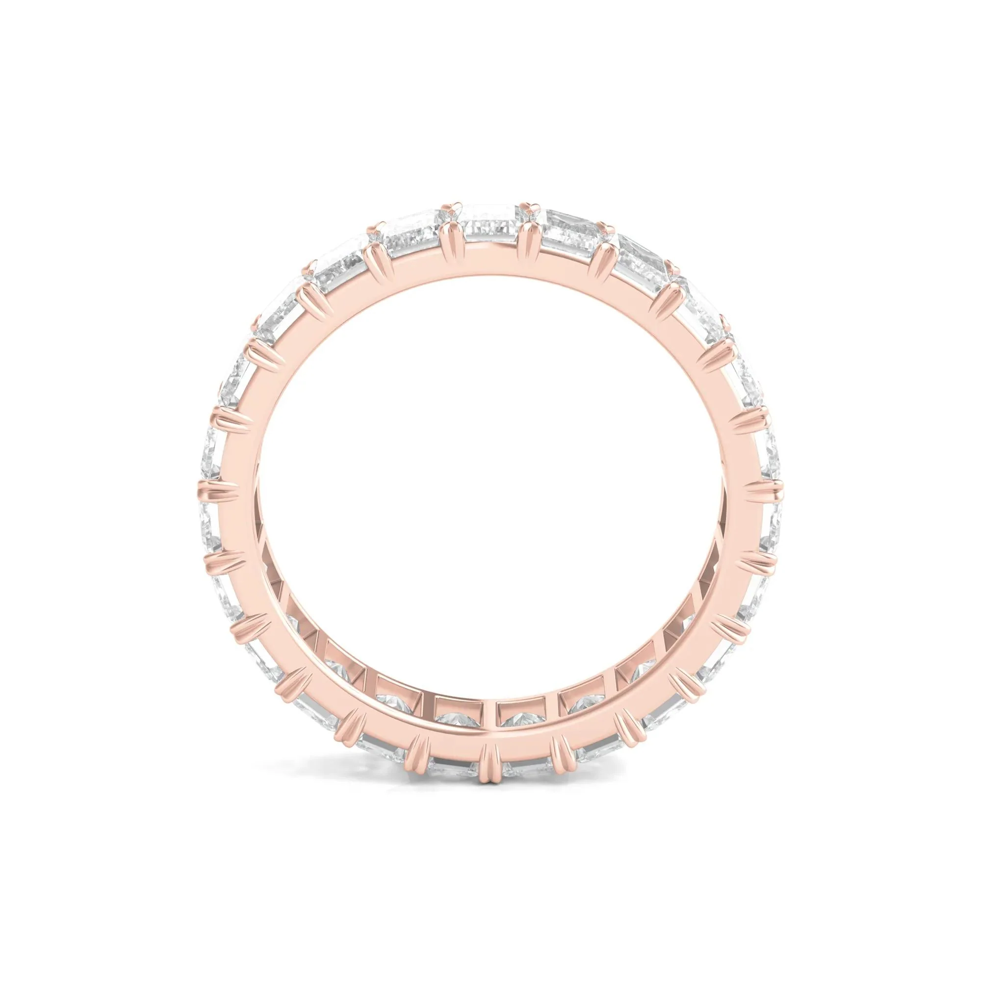 4 CT. Tw. Lab Grown Emerald-Cut Diamond Eternity Band Ring 14K Rose Gold Size 4.5 4mm - Image 2