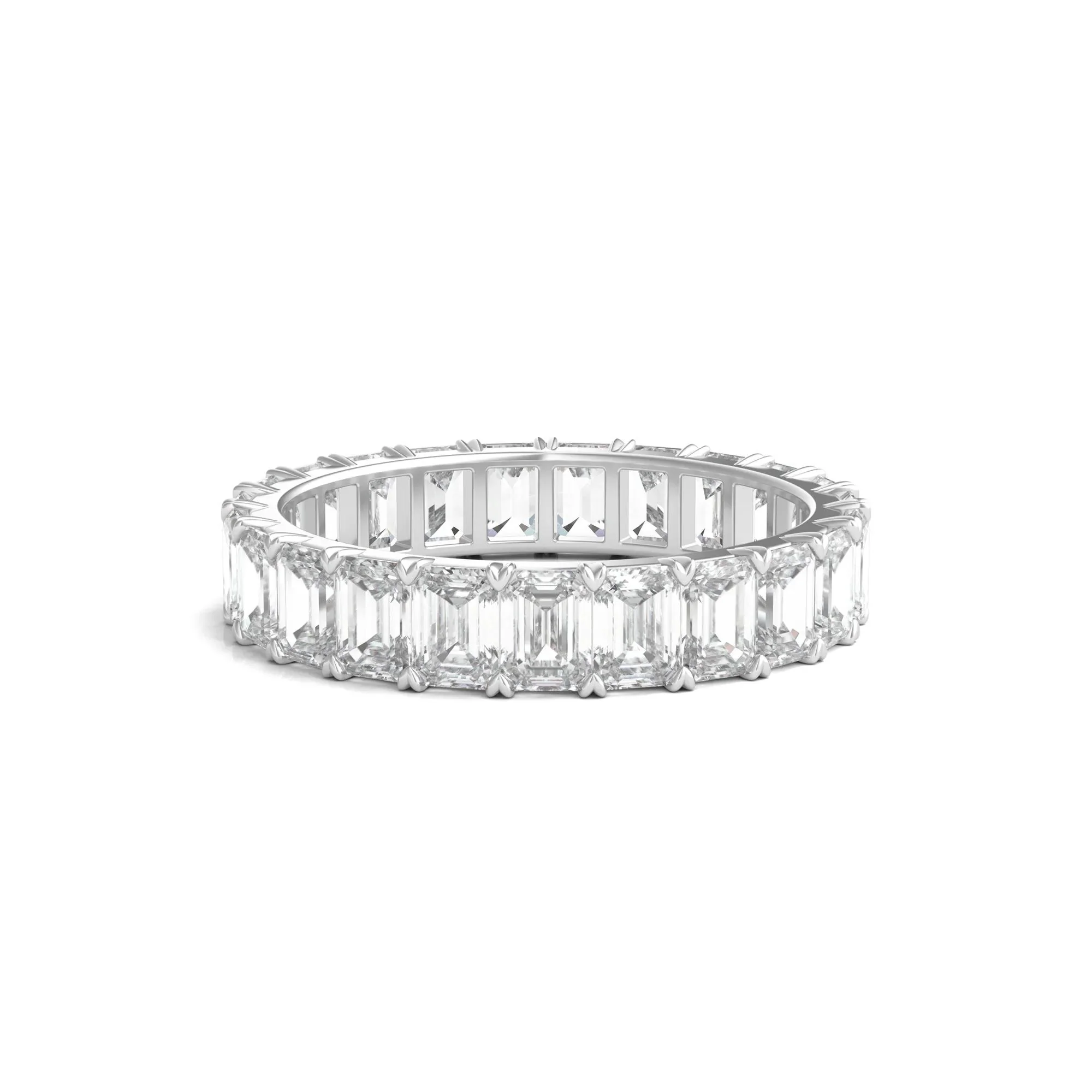 4 CT. Tw. Lab Grown Emerald-Cut Diamond Eternity Band Ring 14K White Gold Size 9 4mm