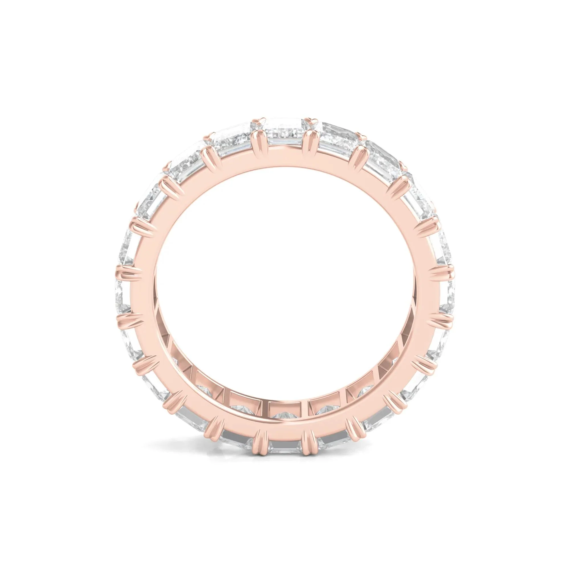 5 CT. Tw. Lab Grown Emerald-Cut Diamond Eternity Band Ring 14K Rose Gold Size 4.5 4mm - Image 2